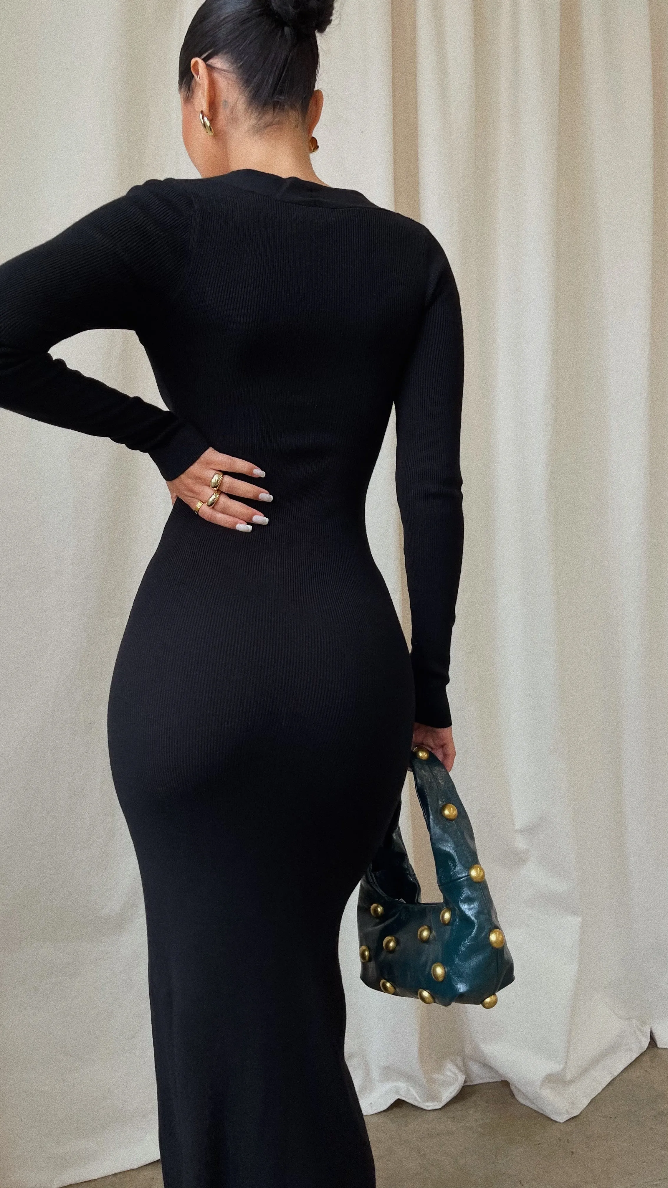 Avery Long Sleeve Maxi Dress - Black sold by Miss Lola product image thumbnail 3