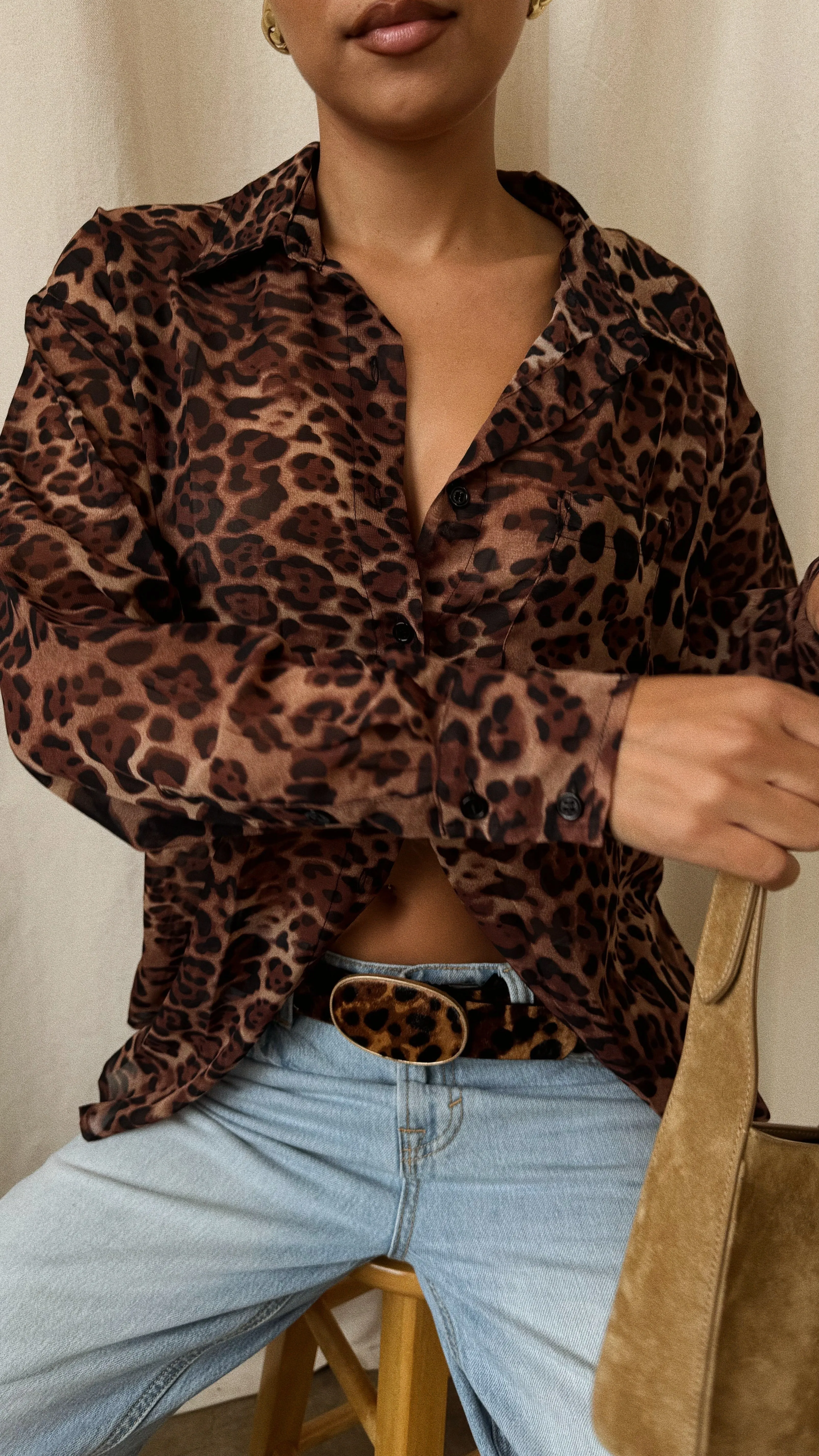 Kallie Long Sleeve Top - Leopard sold by Miss Lola product image thumbnail 4