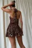 Brinely Halter Mini Dress - Leopard sold by Miss Lola