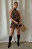 Brinely Halter Mini Dress - Leopard sold by Miss Lola