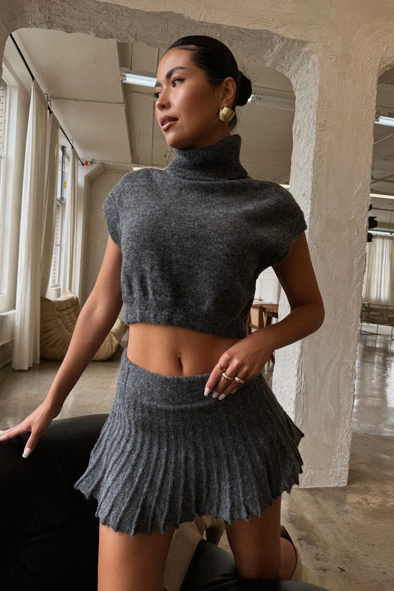 Anslie Mini Skirt - Grey sold by Miss Lola product image thumbnail 5