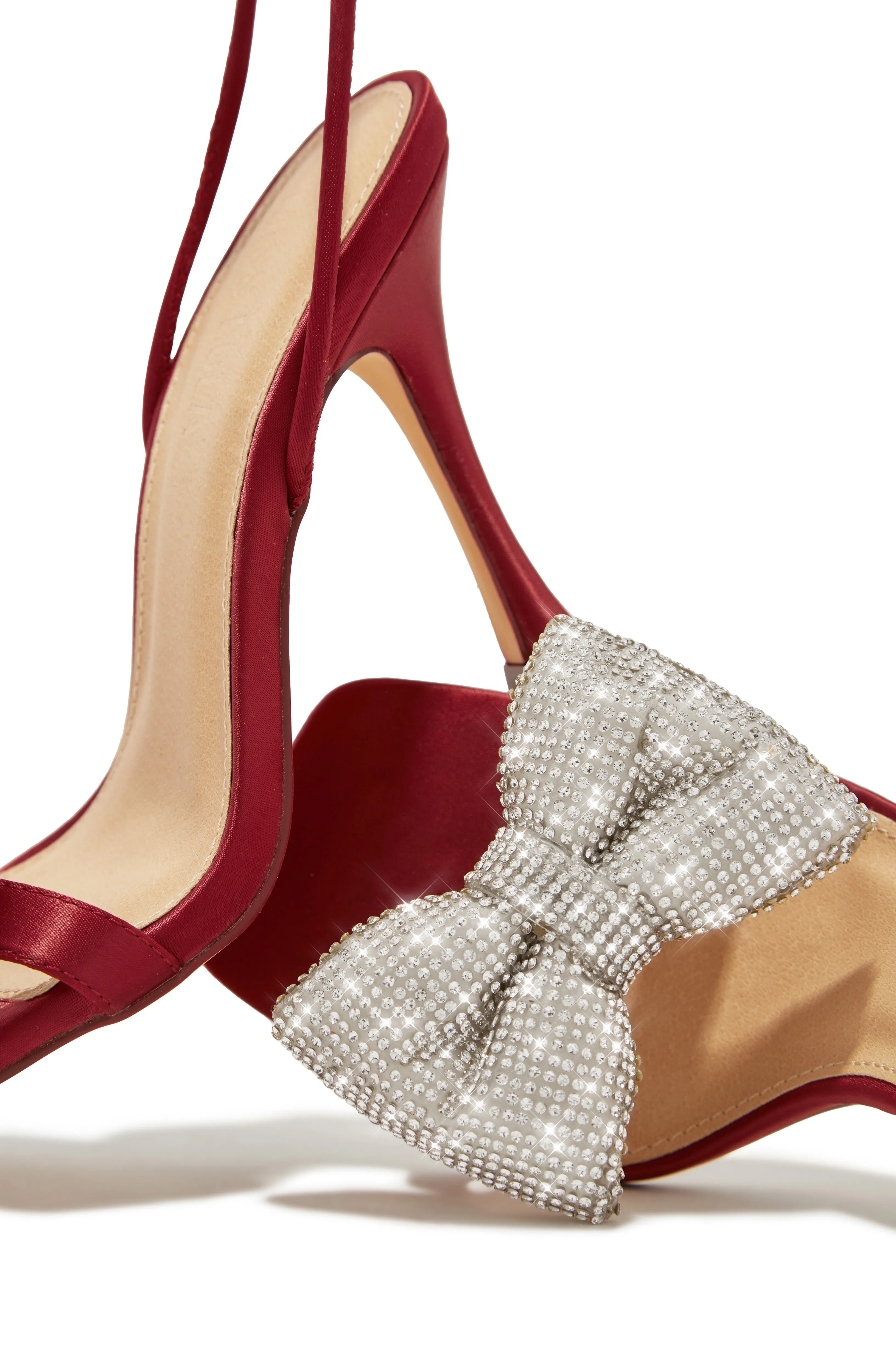 Ciela Lace Up Embellished Bow Heels - Wine sold by Miss Lola product image thumbnail 2