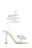 Ciela Lace Up Embellished Bow Heels - Silver sold by Miss Lola