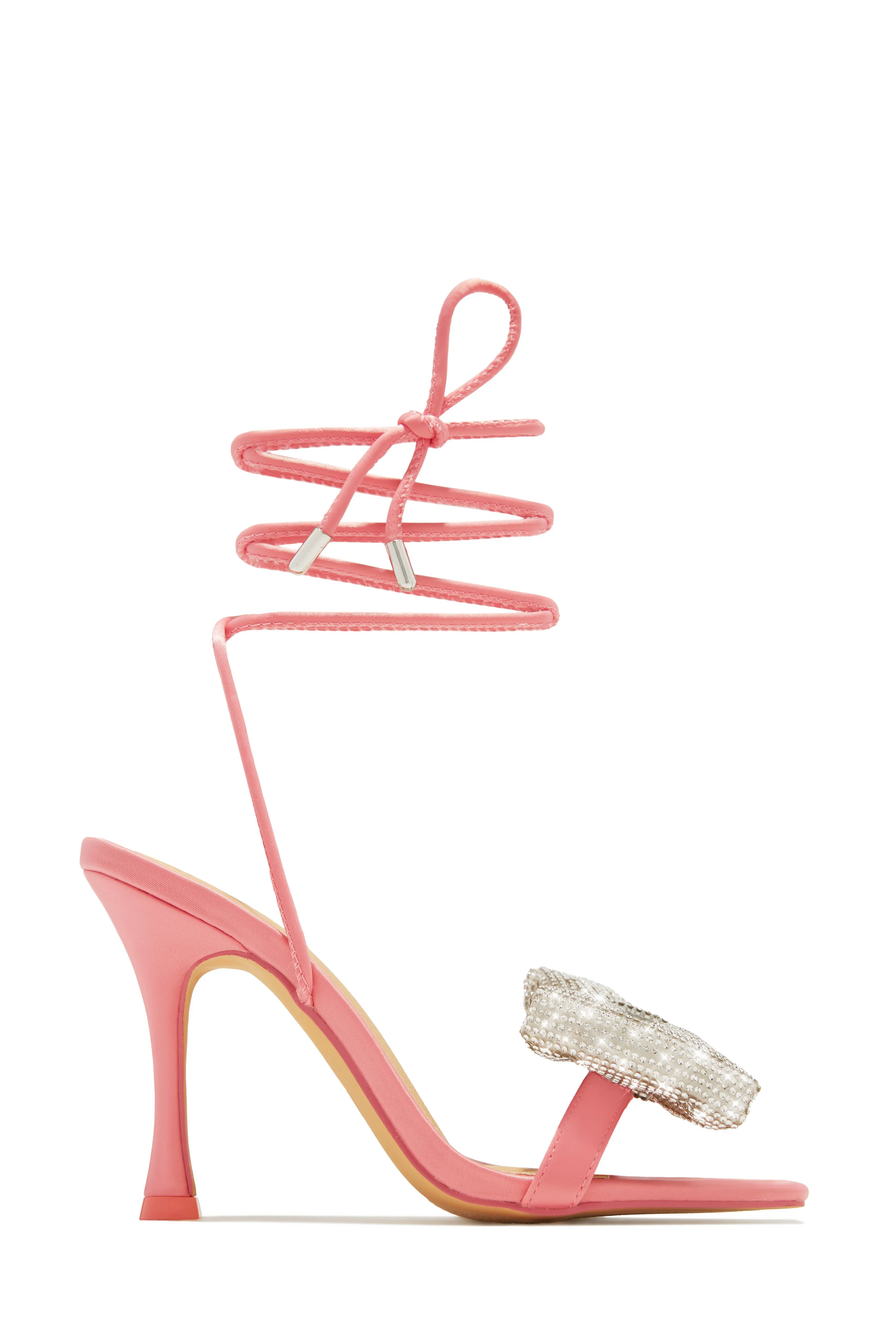 Ciela Lace Up Embellished Bow Heels - Pink sold by Miss Lola product image thumbnail 4