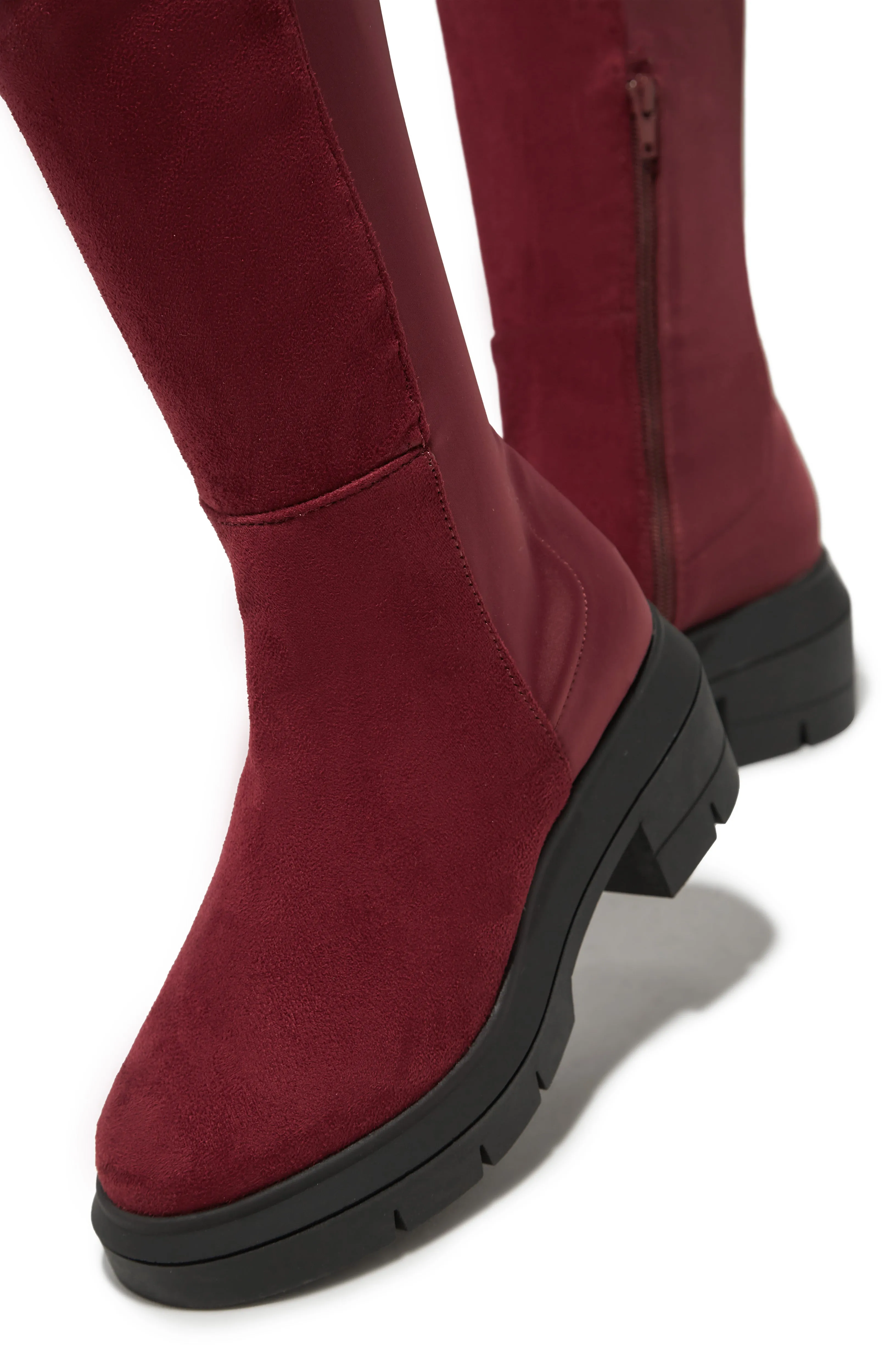 Zerah Over The Knee Boots - Burgundy sold by Miss Lola product image thumbnail 4