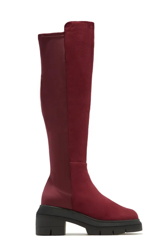 Zerah Over The Knee Boots - Burgundy sold by Miss Lola