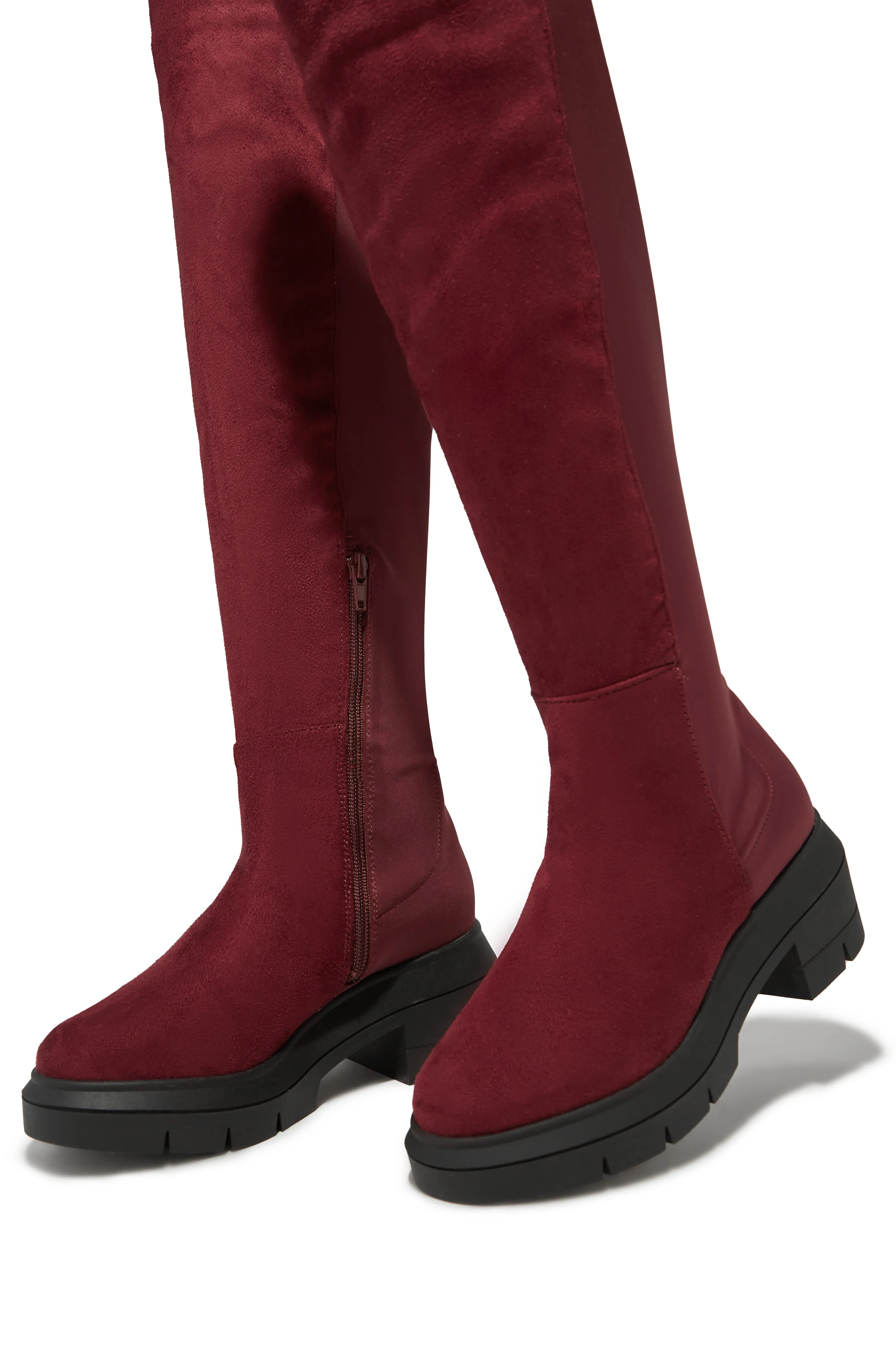 Zerah Over The Knee Boots - Burgundy sold by Miss Lola product image thumbnail 2