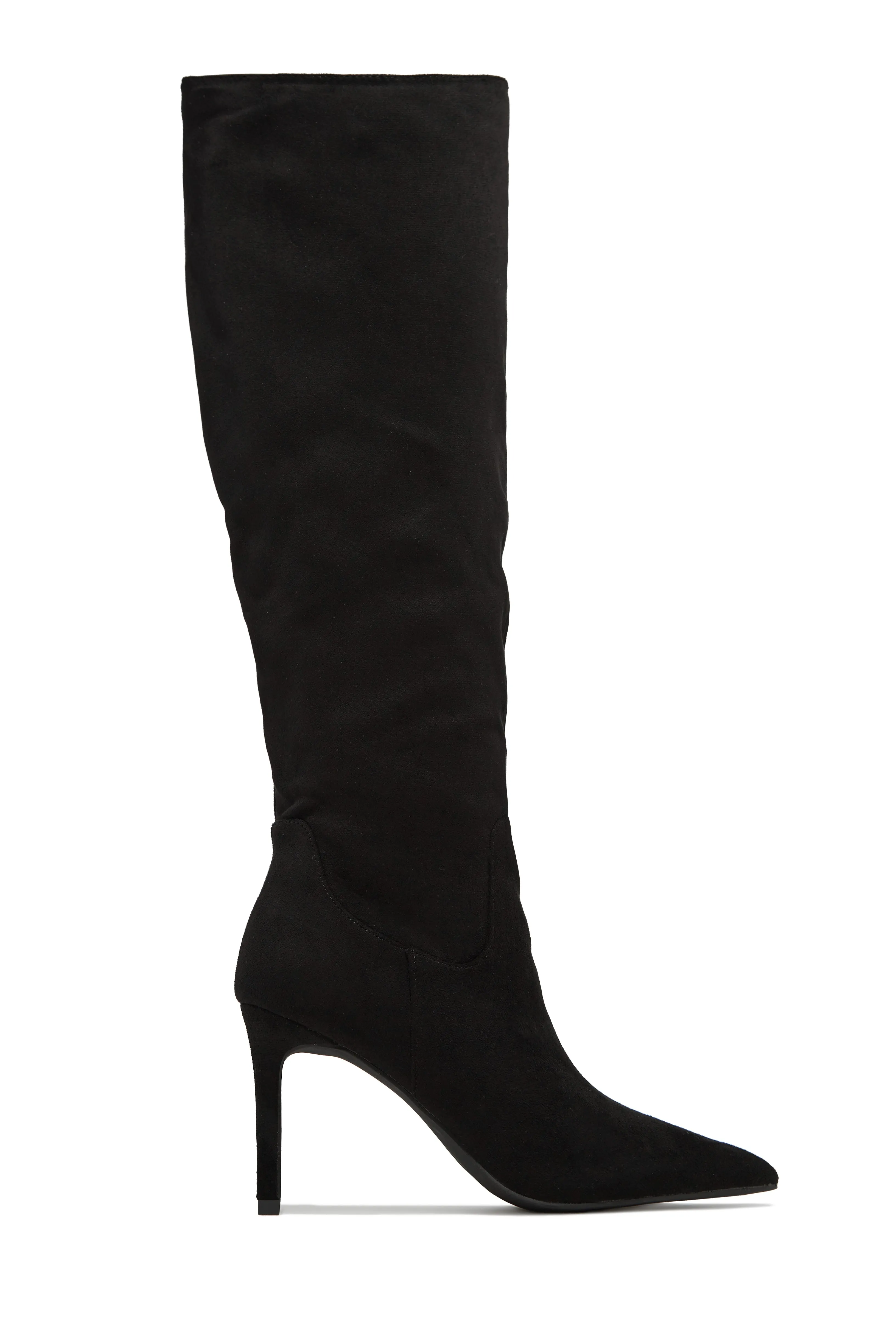 Nissa Knee High Heel Boots - Black sold by Miss Lola