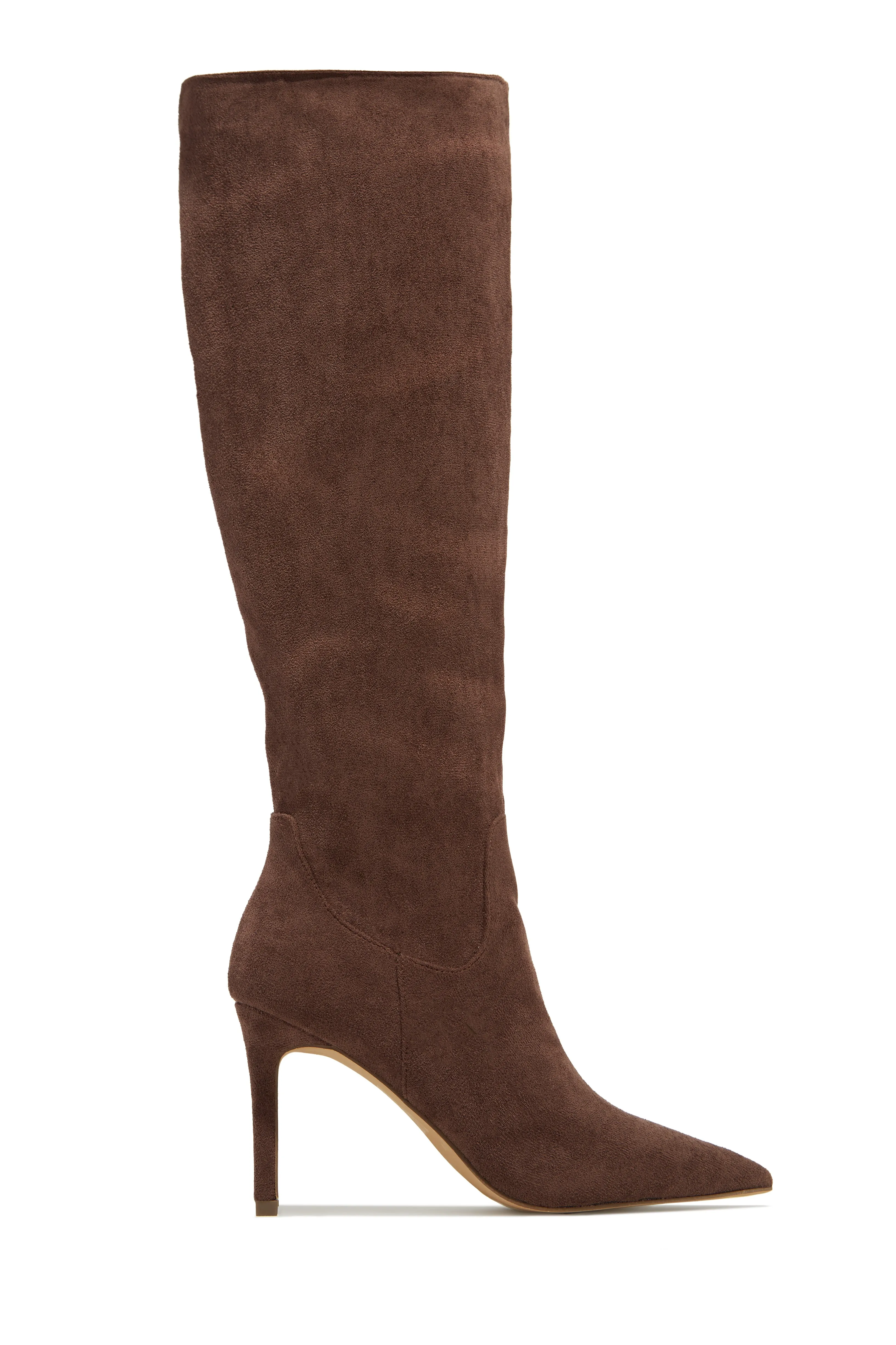 Nissa Knee High Heel Boots - Brown sold by Miss Lola