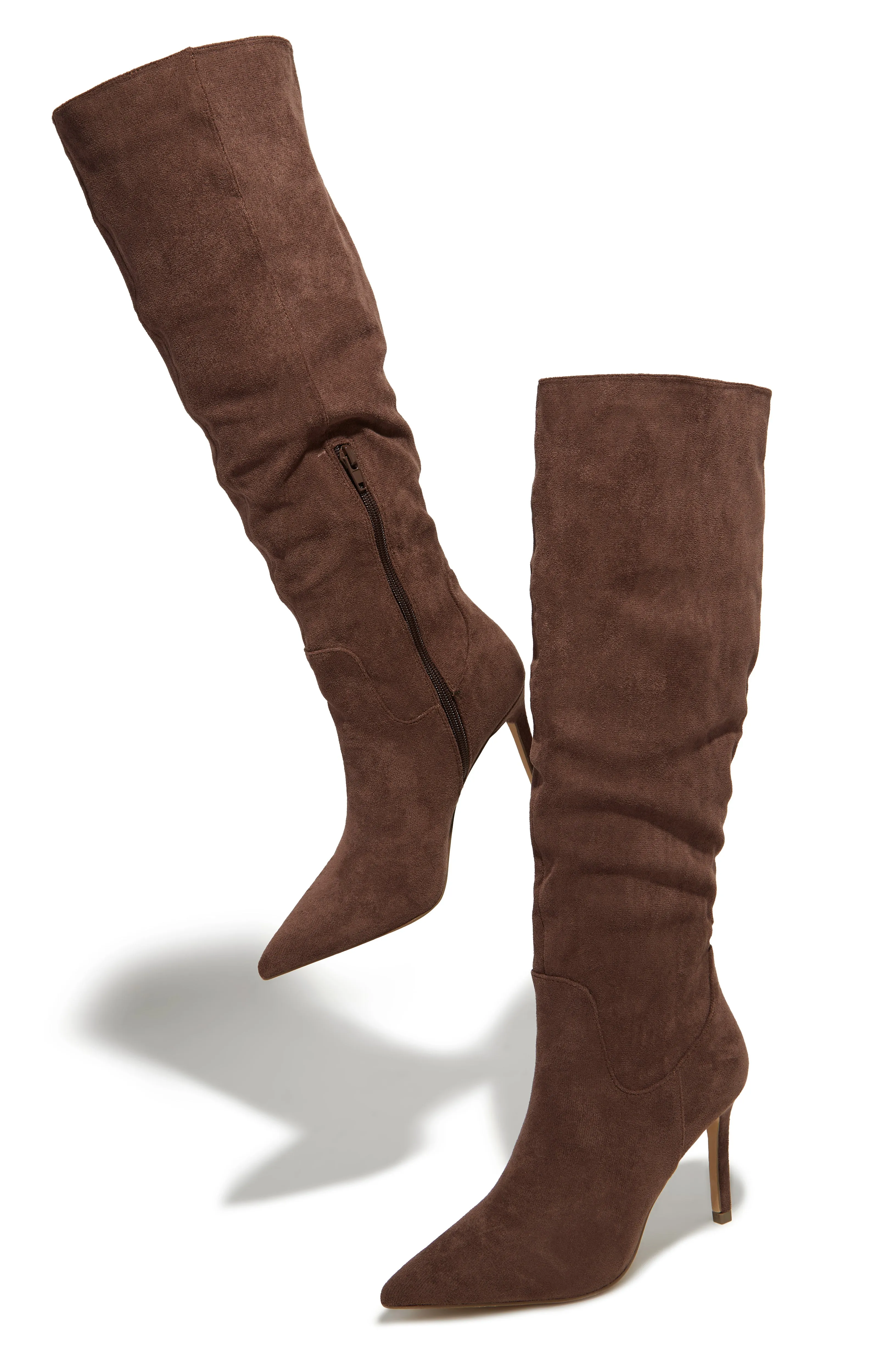 Nissa Knee High Heel Boots - Brown sold by Miss Lola product image thumbnail 2