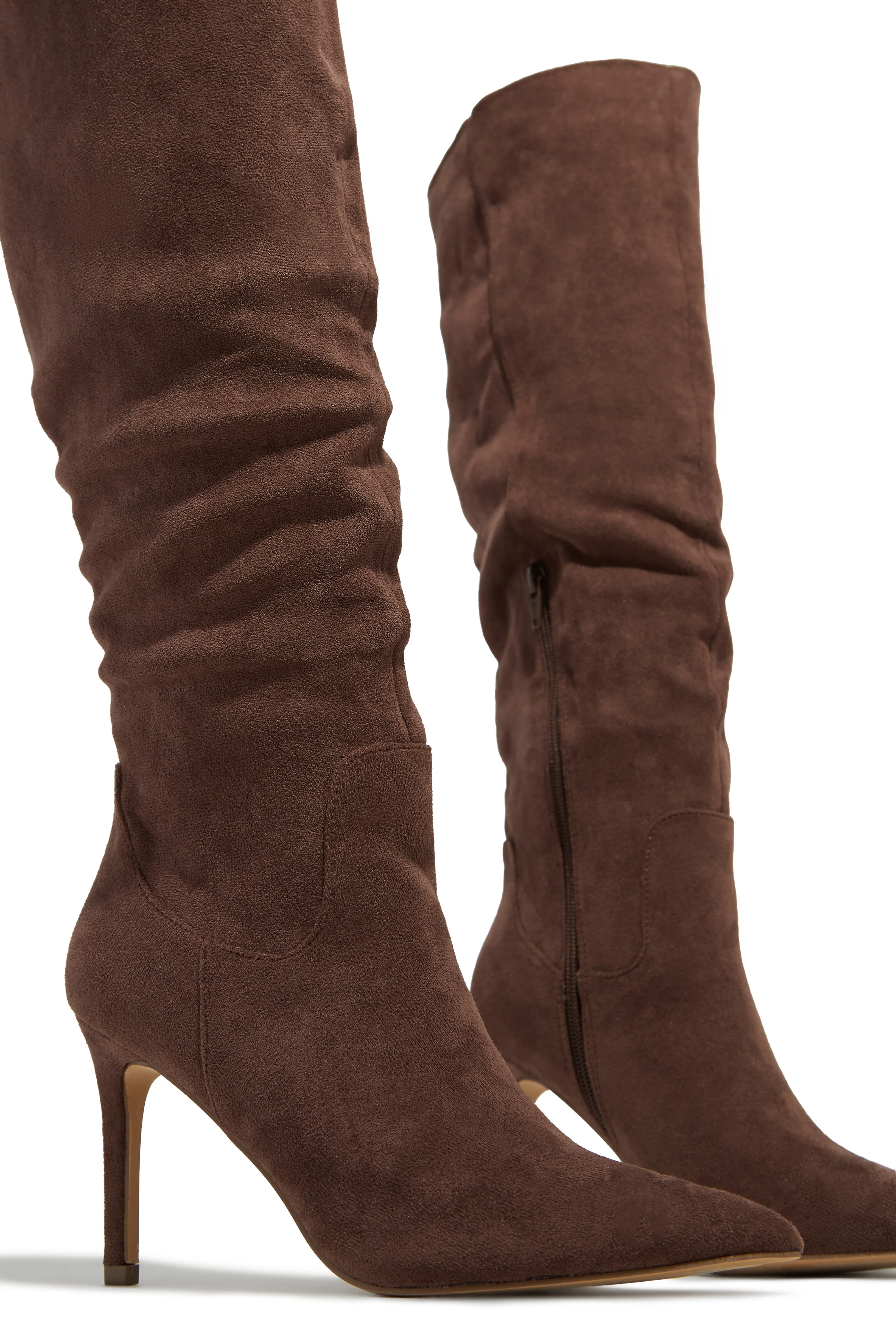 Nissa Knee High Heel Boots - Brown sold by Miss Lola product image thumbnail 3