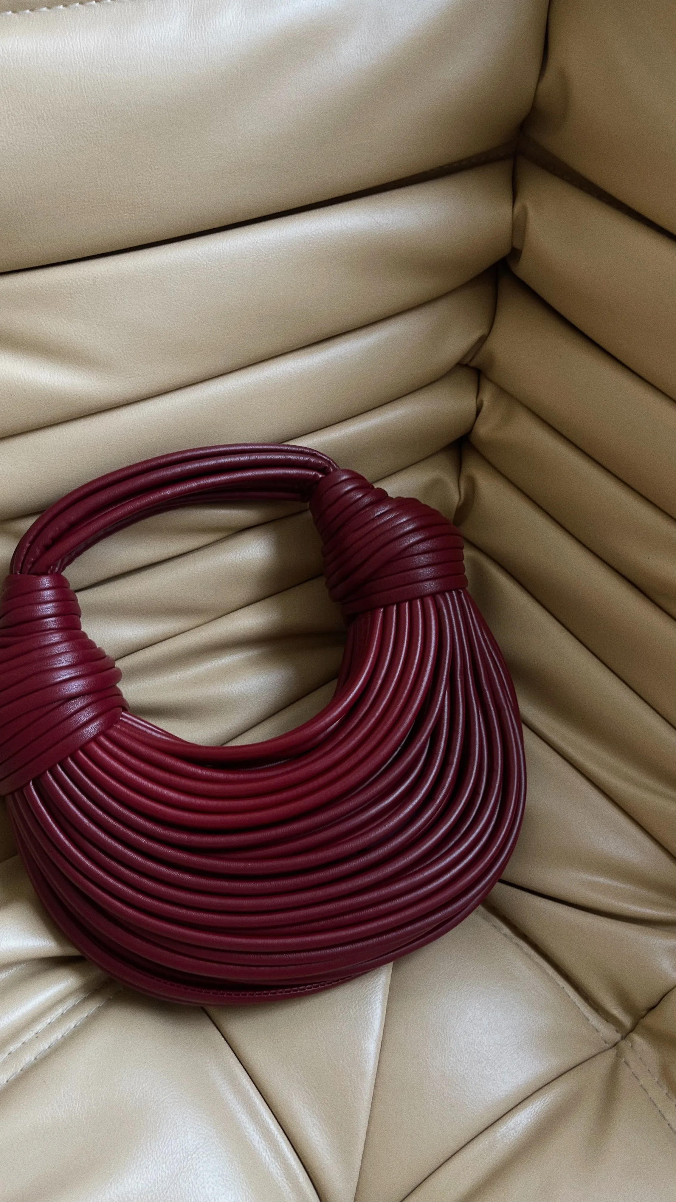 Azelie Double Knot Spaghetti Handbag - Cherry sold by Miss Lola