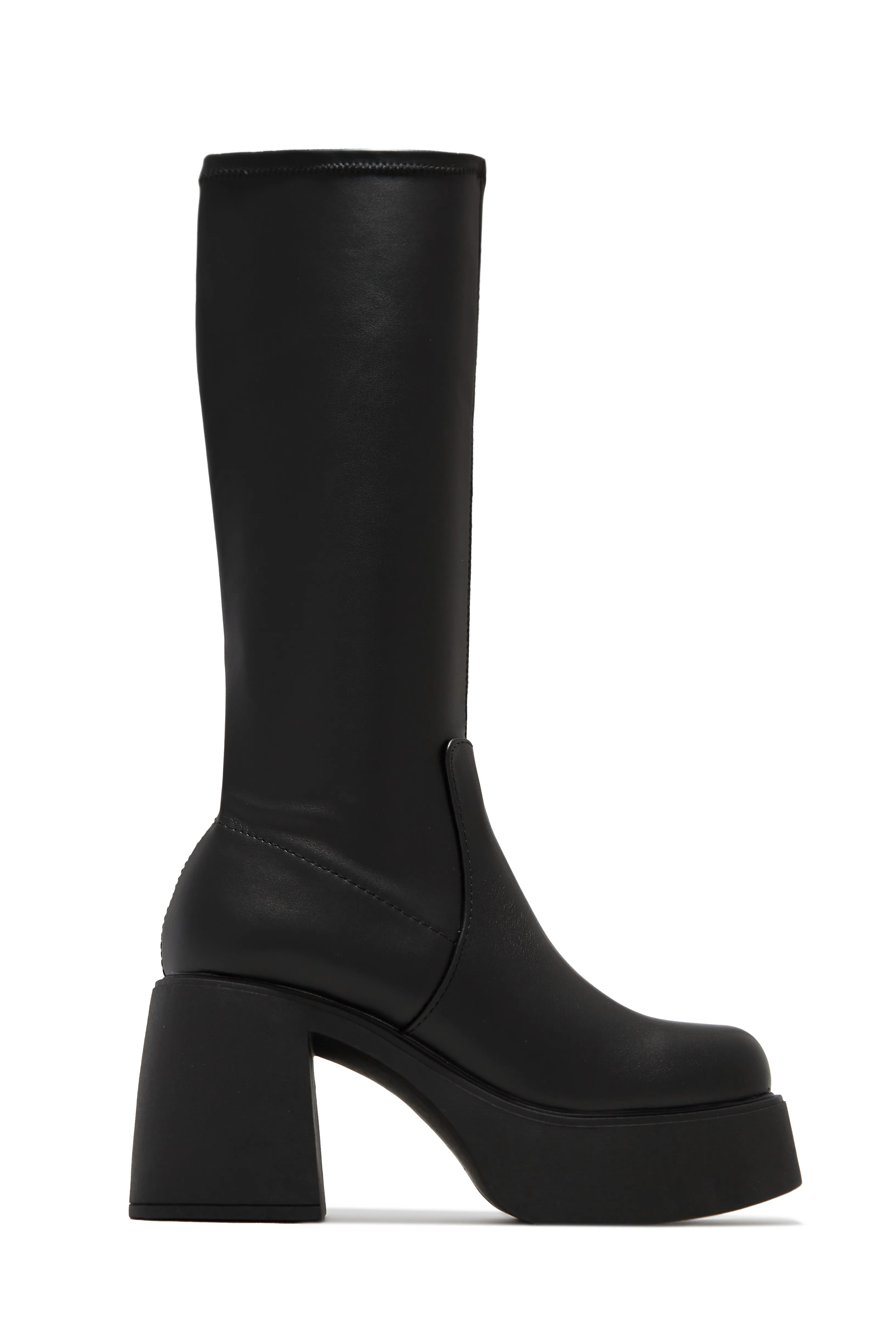 Seline Platform Block Heel Boots - Black sold by Miss Lola