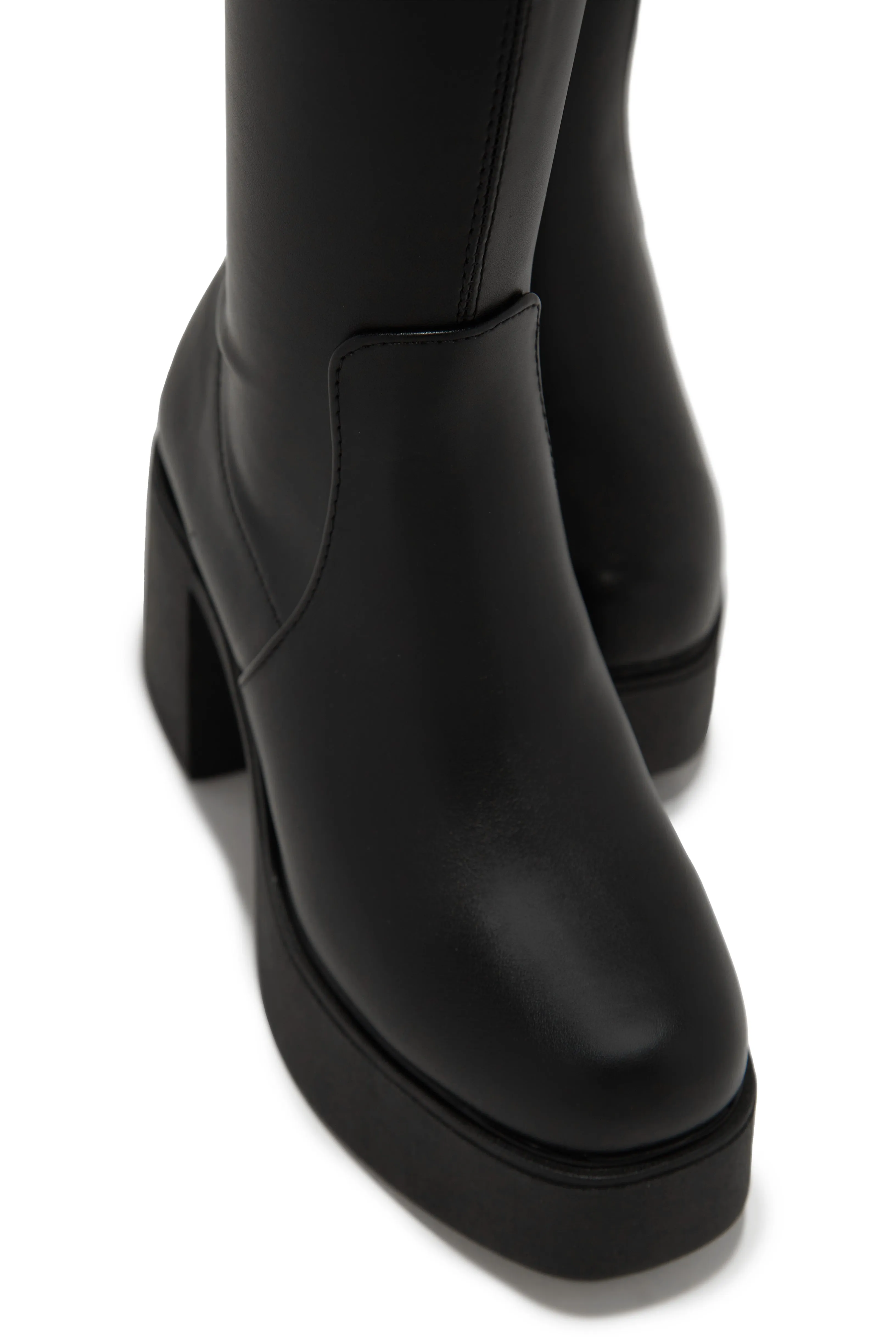 Seline Platform Block Heel Boots - Black sold by Miss Lola product image thumbnail 5