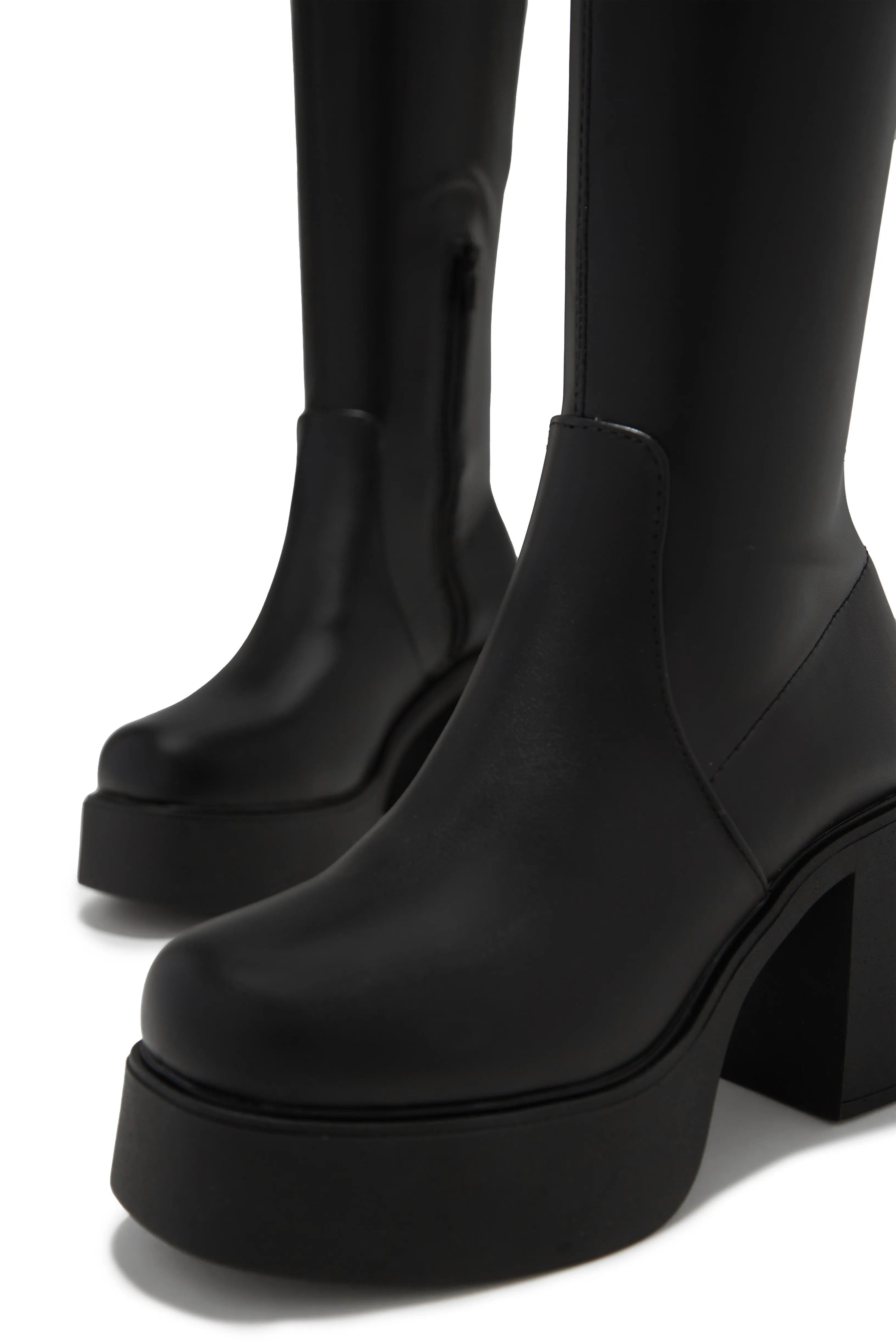 Seline Platform Block Heel Boots - Black sold by Miss Lola product image thumbnail 4
