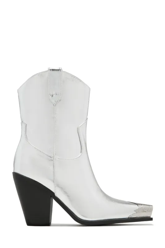 Reba Western Cowgirl Ankle Boots - Silver sold by Miss Lola