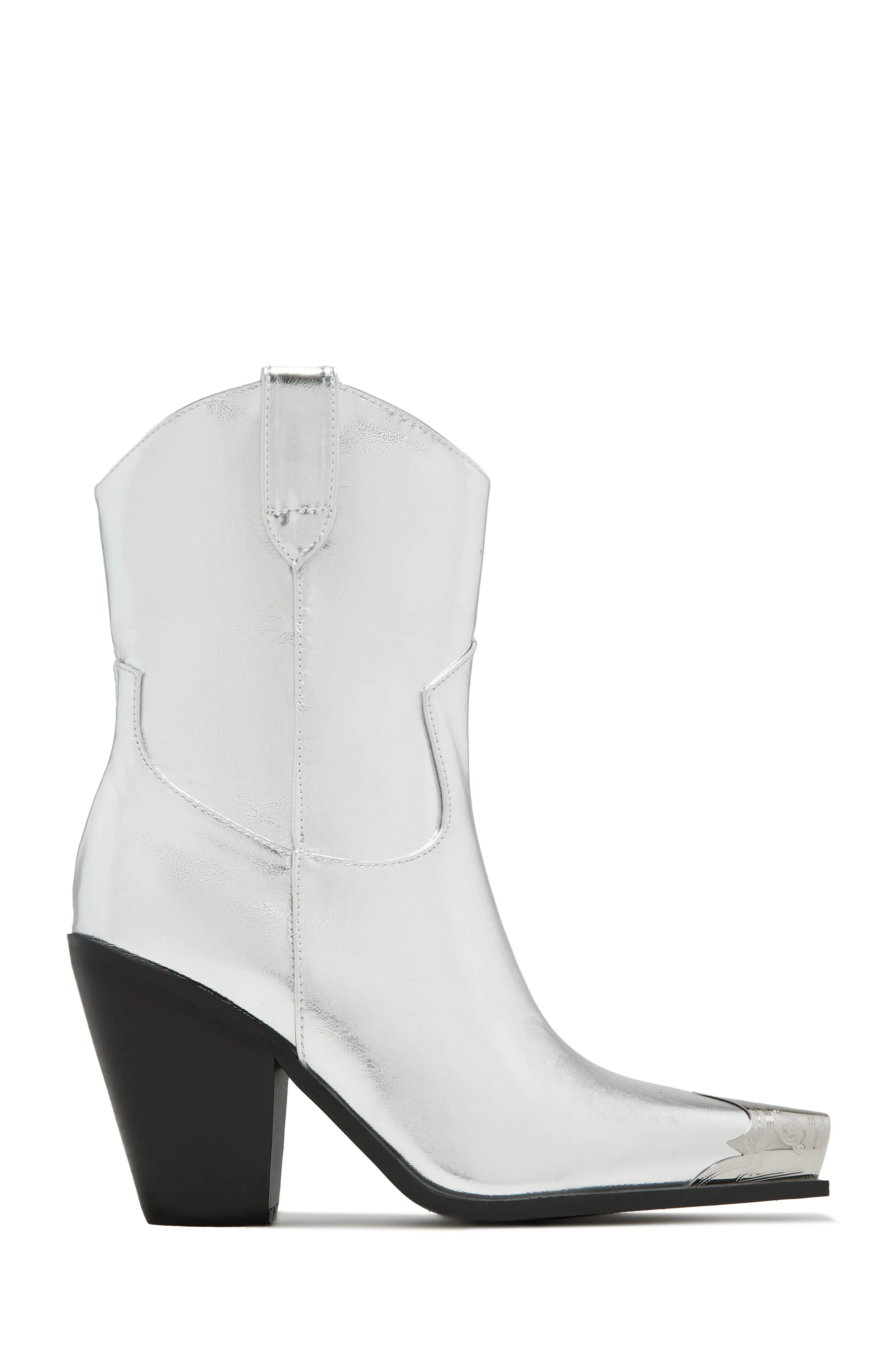 Reba Western Cowgirl Ankle Boots - Silver sold by Miss Lola product image thumbnail 2