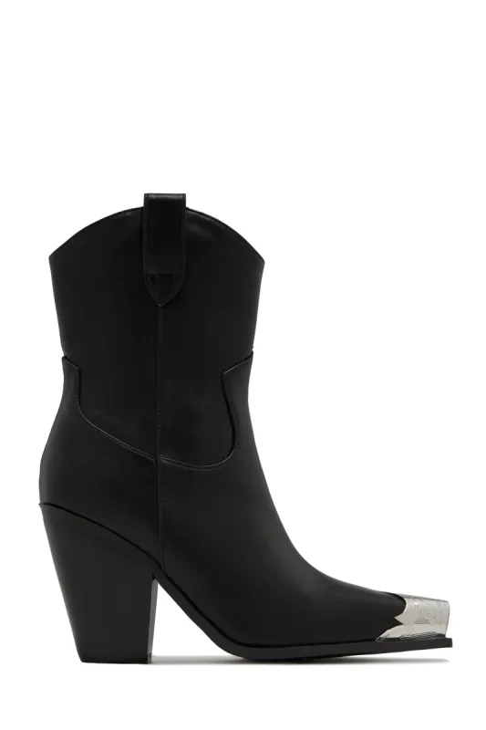 Reba Western Cowgirl Ankle Boots - Black sold by Miss Lola