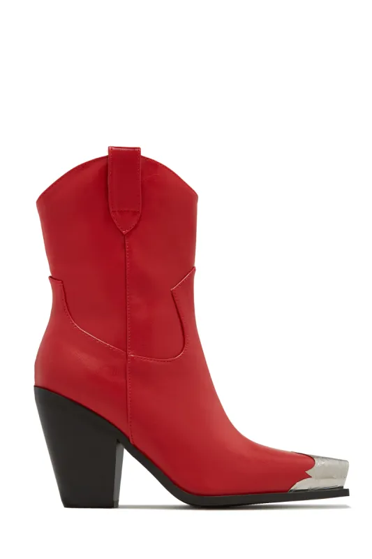 Reba Western Cowgirl Ankle Boots - Red sold by Miss Lola