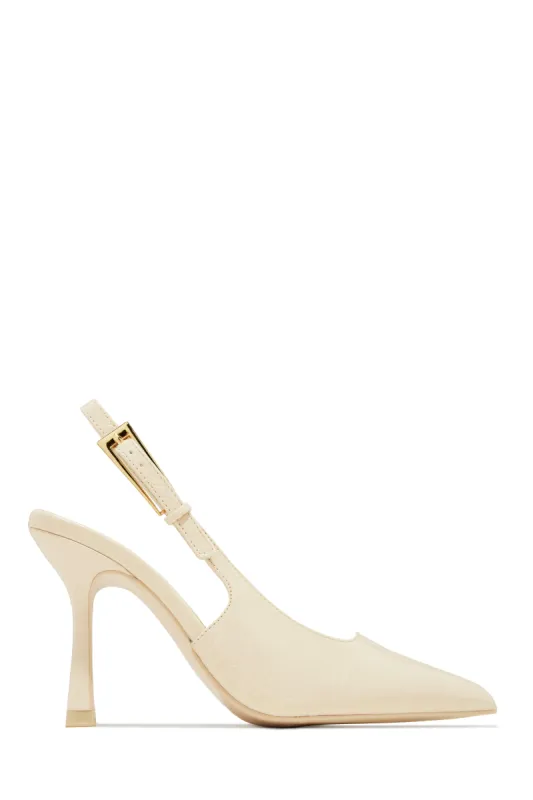 Caroline Slingback Pumps - Ivory sold by Miss Lola