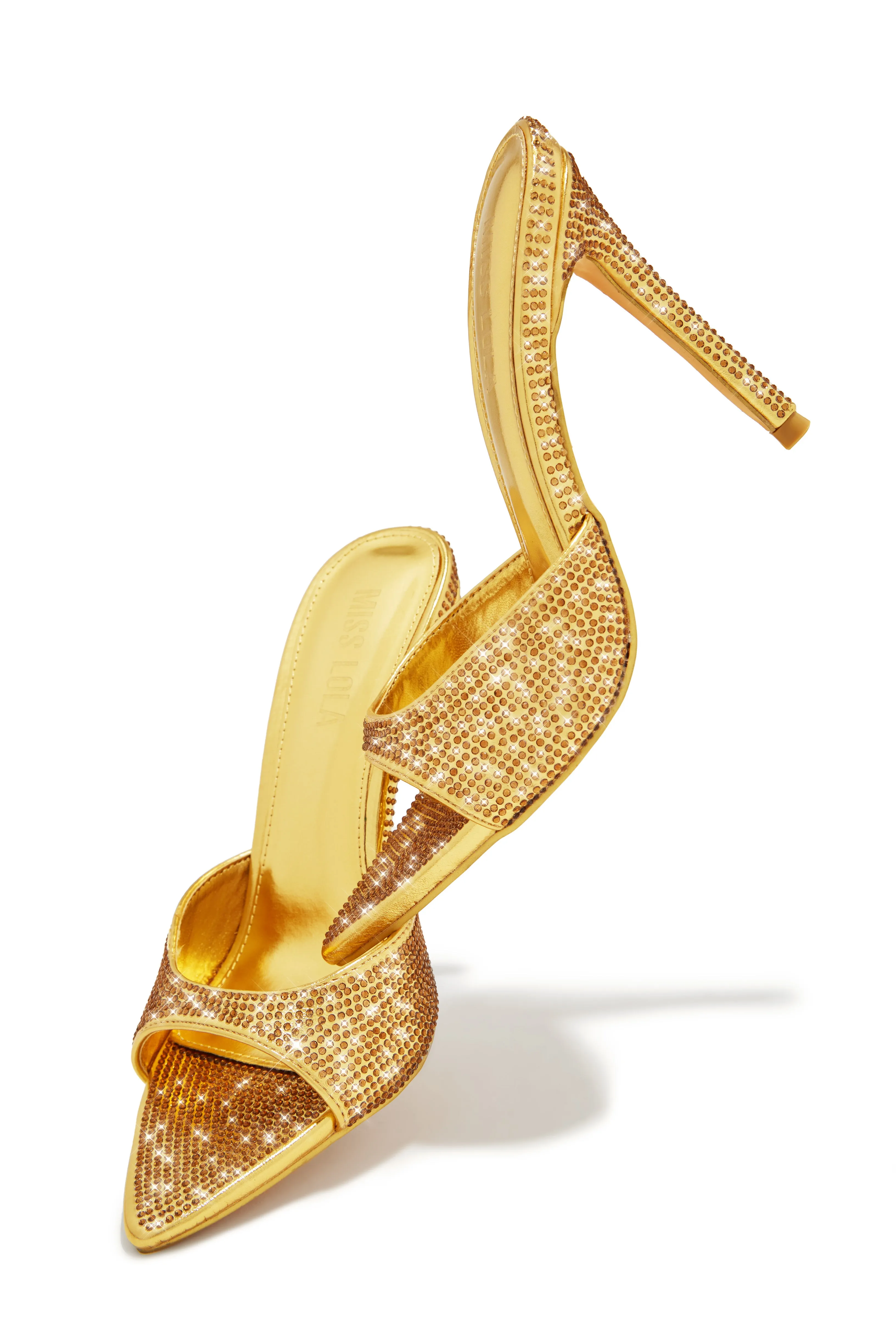 Amiah Embellished High Heel Mules - Gold sold by Miss Lola product image thumbnail 4