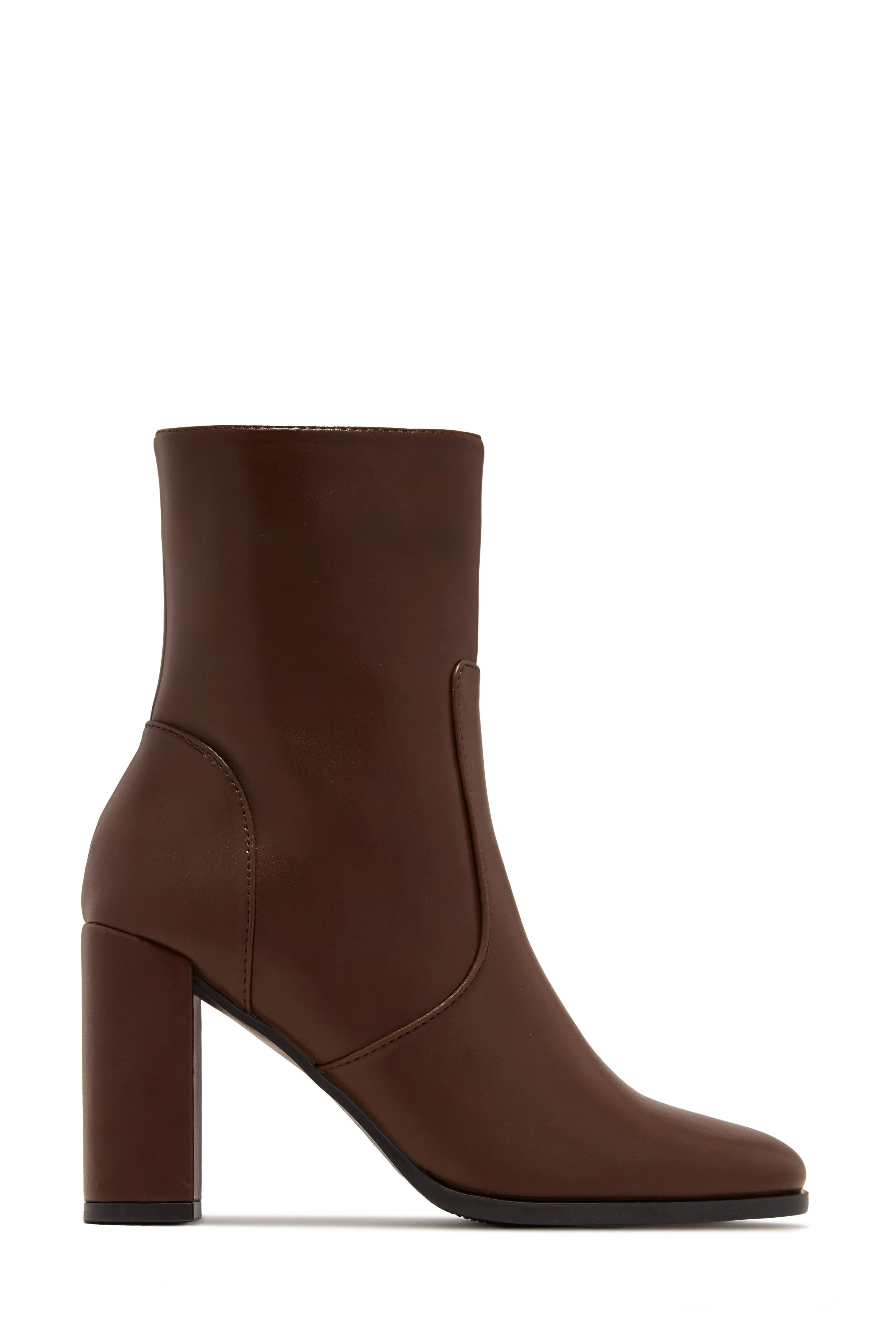 Harlow Block Heel Ankle Boot - Brown sold by Miss Lola