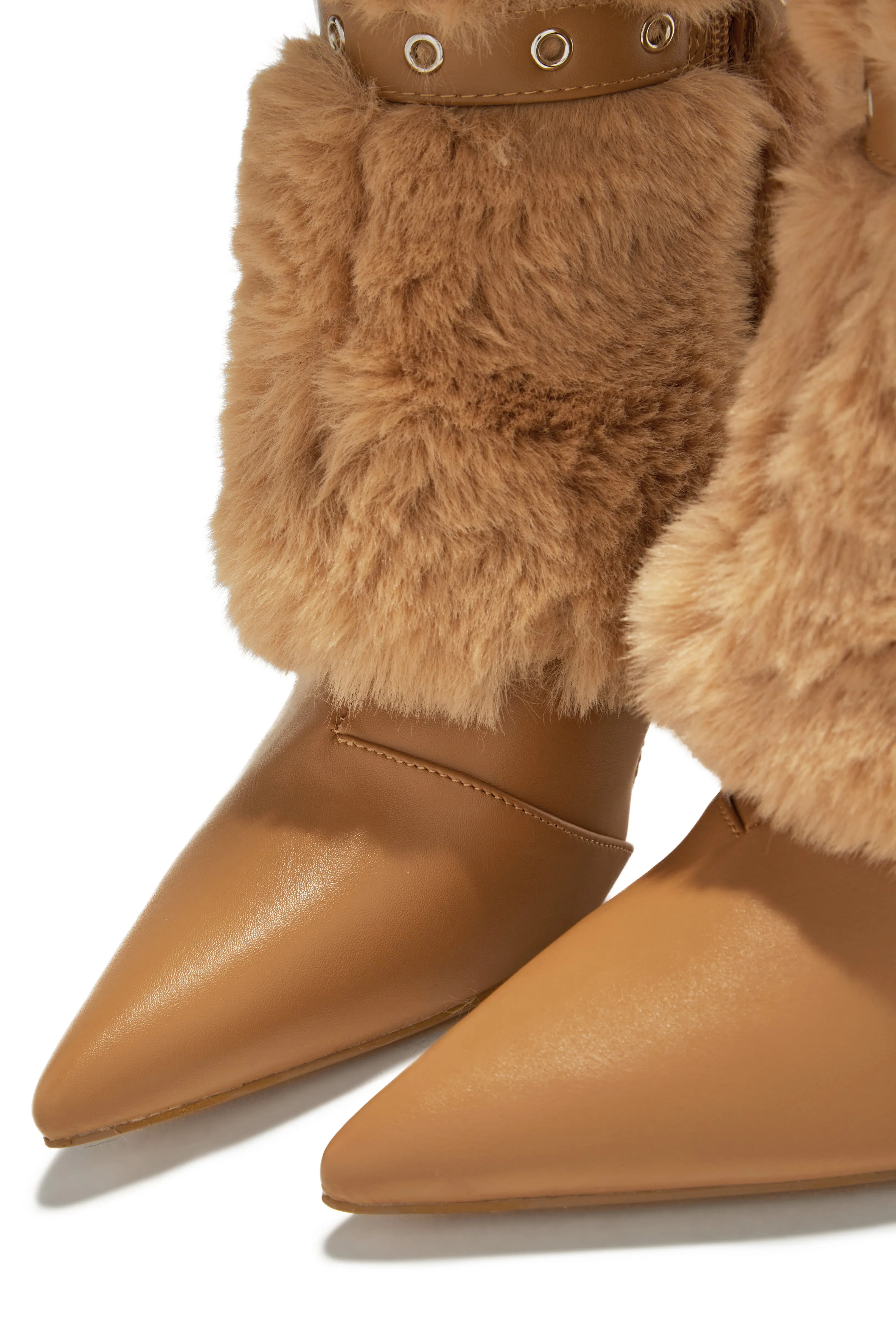 Kyla Faux Fur Heel Boots - Nude sold by Miss Lola product image thumbnail 3