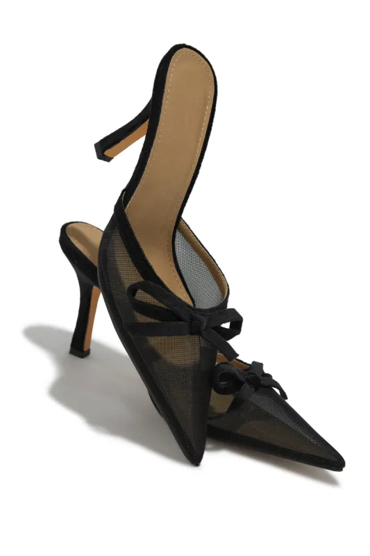 Carrie Mule Heel Pumps - Black sold by Miss Lola