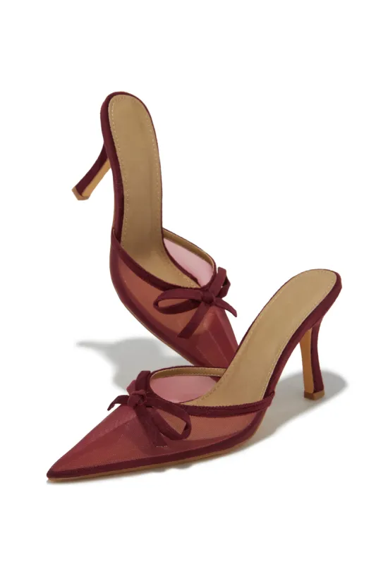 Carrie Mule Heel Pumps - Cherry sold by Miss Lola