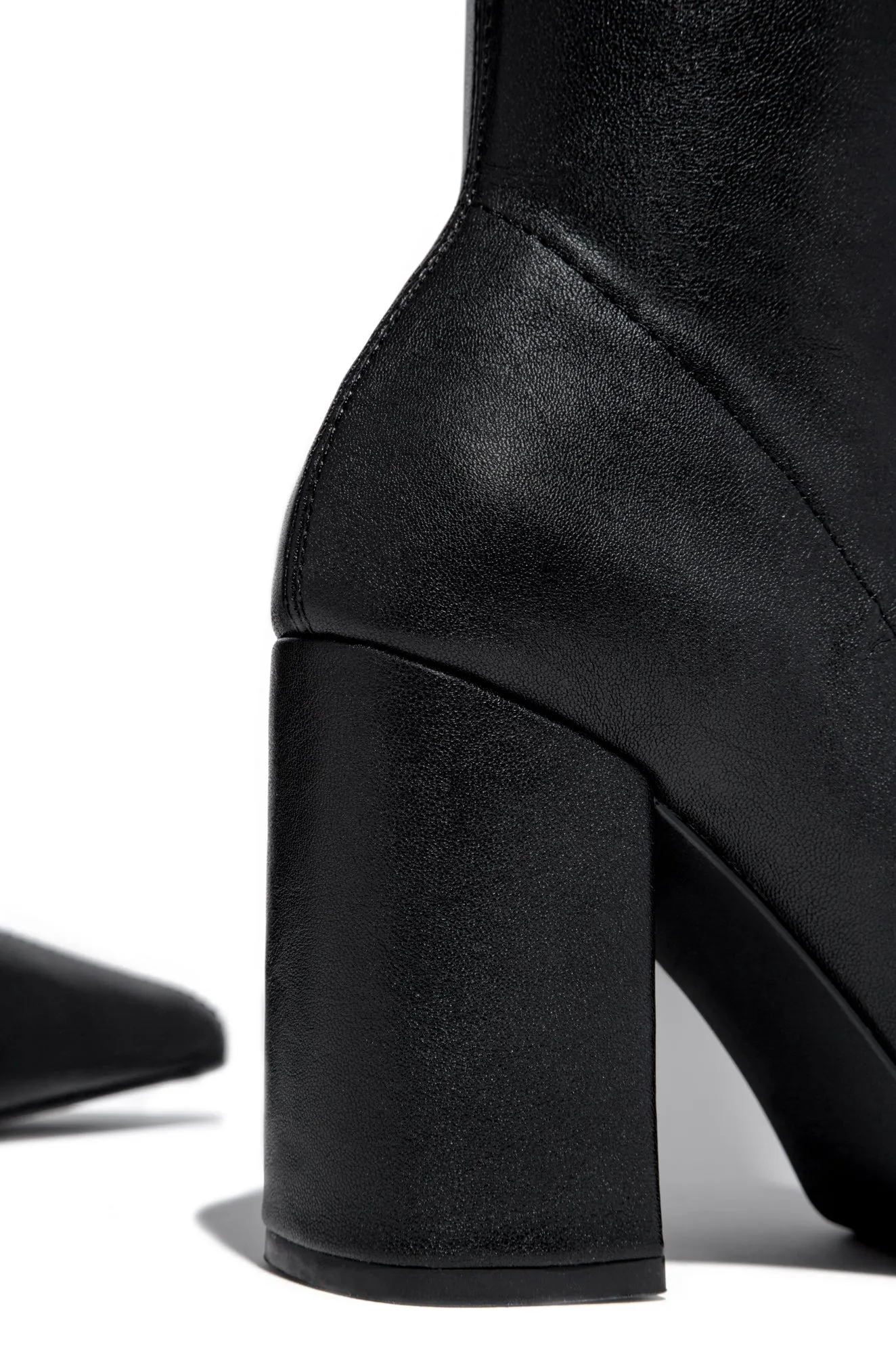 Make A Statement Block Heel Over The Knee Boots - Black PU sold by Miss Lola product image thumbnail 5