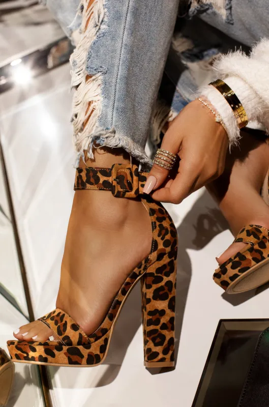 New Limits Platform Block Heels - Leopard sold by Miss Lola