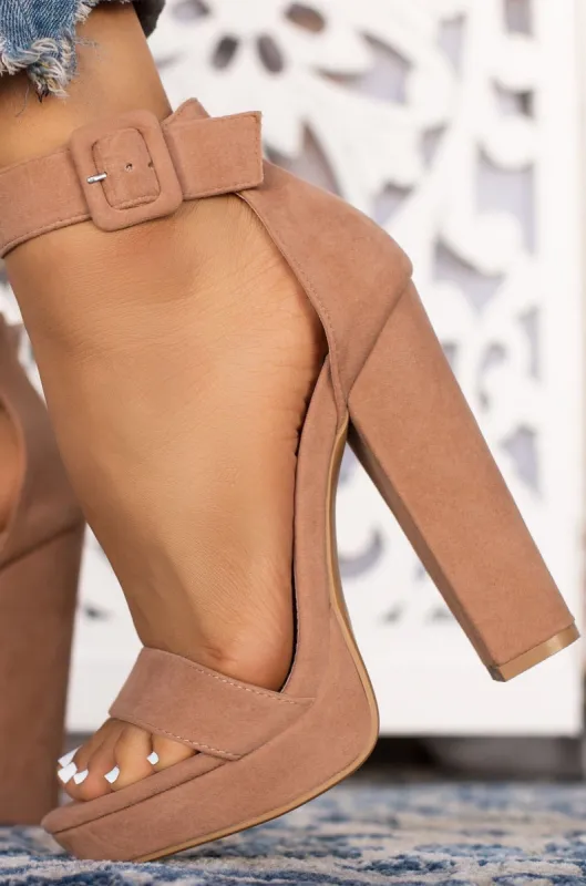 New Limits Platform Block Heels - Taupe sold by Miss Lola