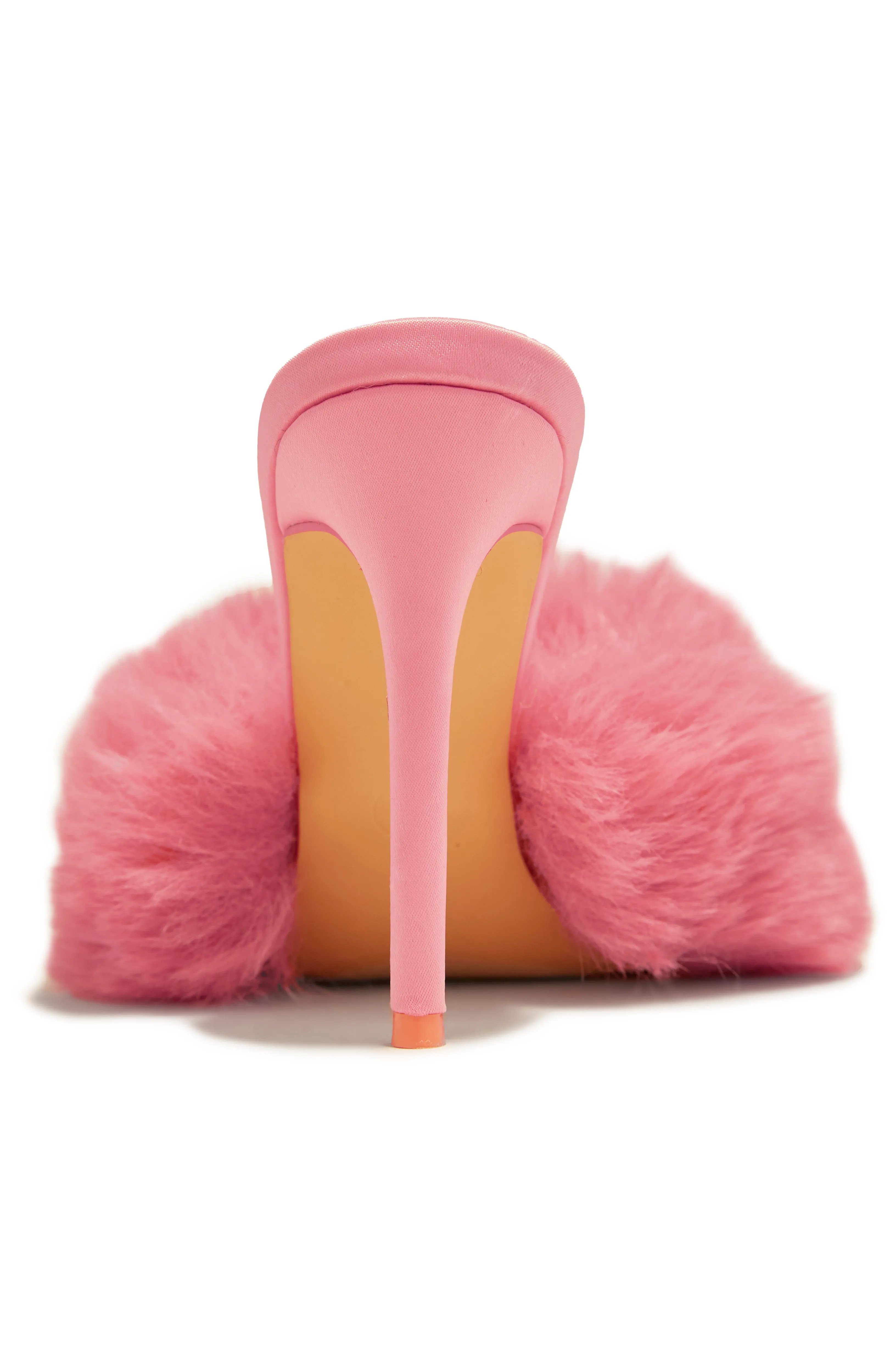 Cherie Faux Fur High Heel Mules - Pink sold by Miss Lola product image thumbnail 3