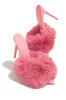Cherie Faux Fur High Heel Mules - Pink sold by Miss Lola