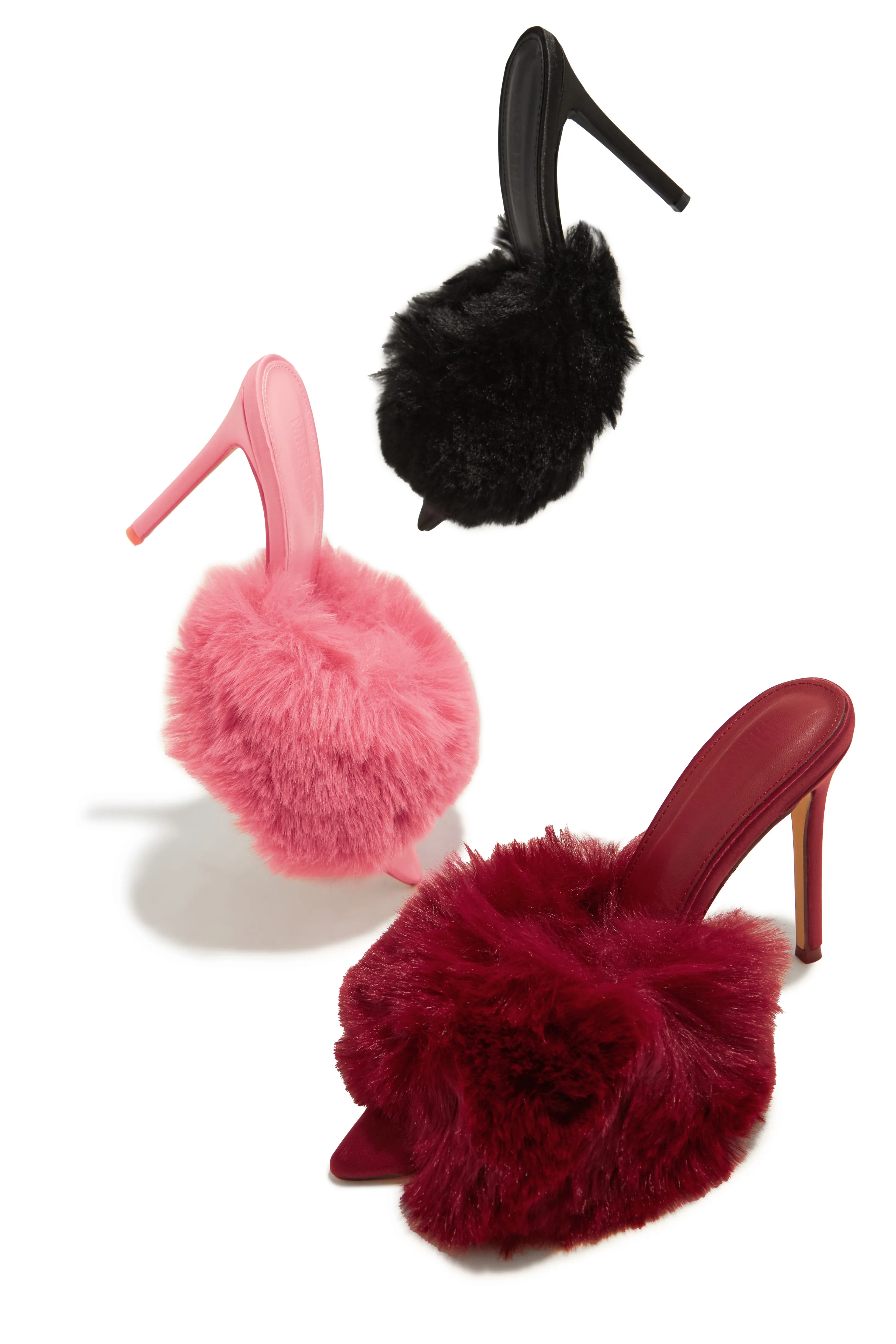 Cherie Faux Fur High Heel Mules - Pink sold by Miss Lola product image thumbnail 4