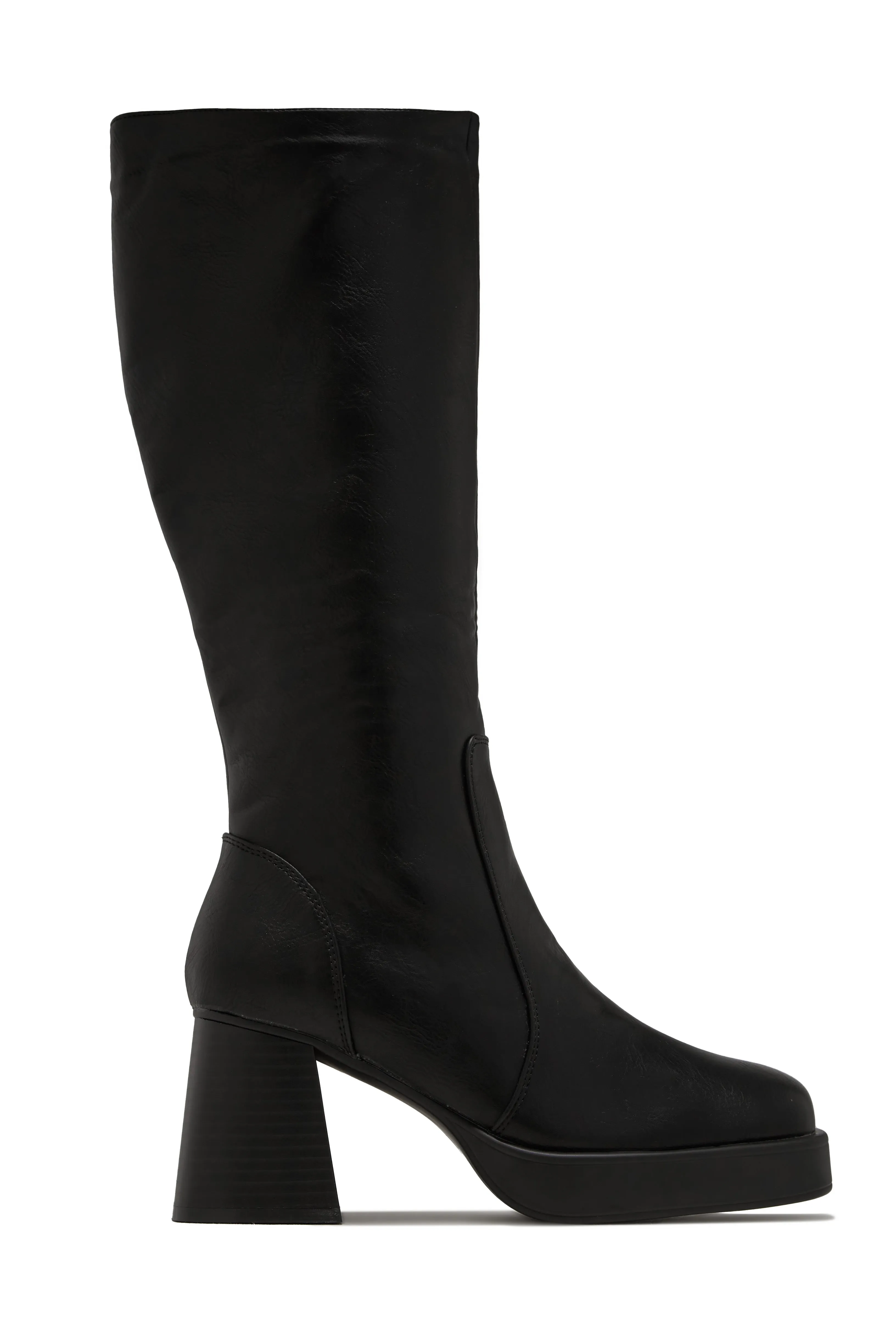 Eva Platform Block Heel Boots - Black sold by Miss Lola product image thumbnail 2