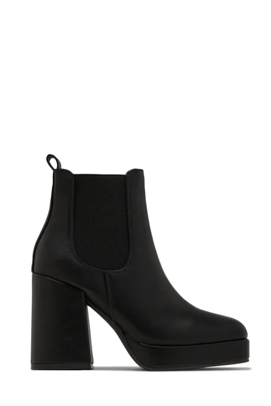 Arya Platform Block Heel Ankle Boots - Black sold by Miss Lola