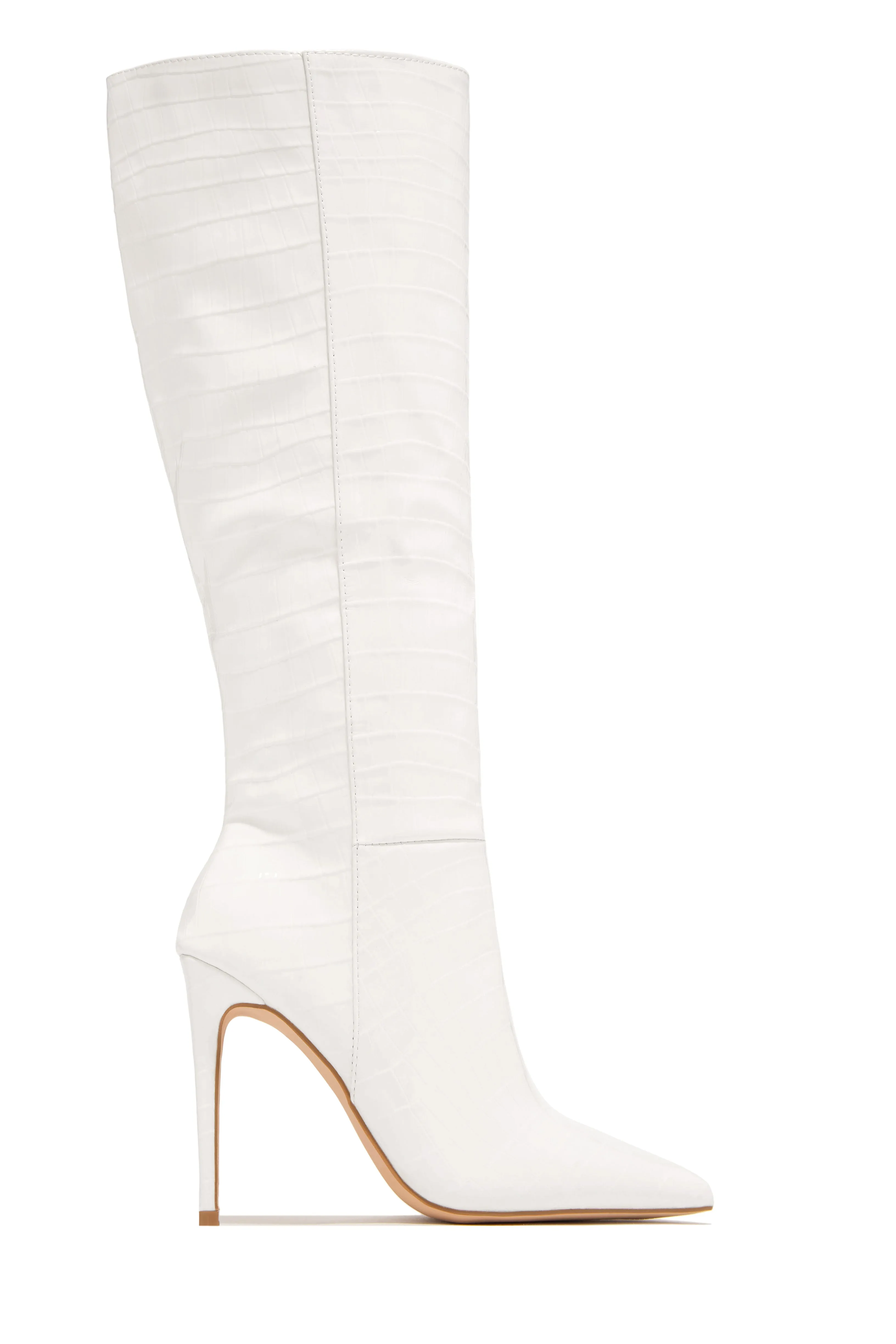 Trisha Knee High Heel Boots - White sold by Miss Lola product image thumbnail 5