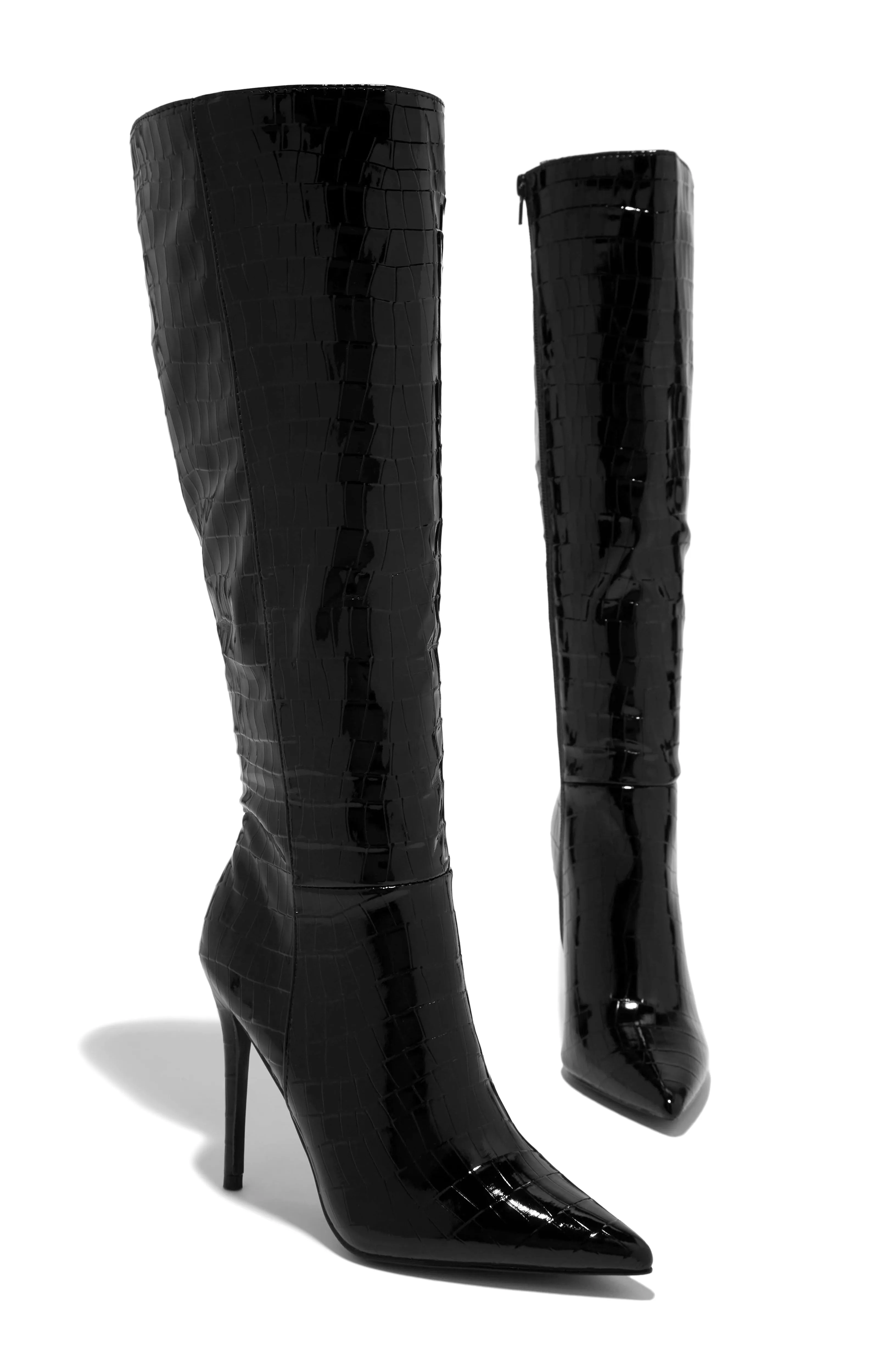 Trisha Knee High Heel Boots - Black sold by Miss Lola product image thumbnail 5