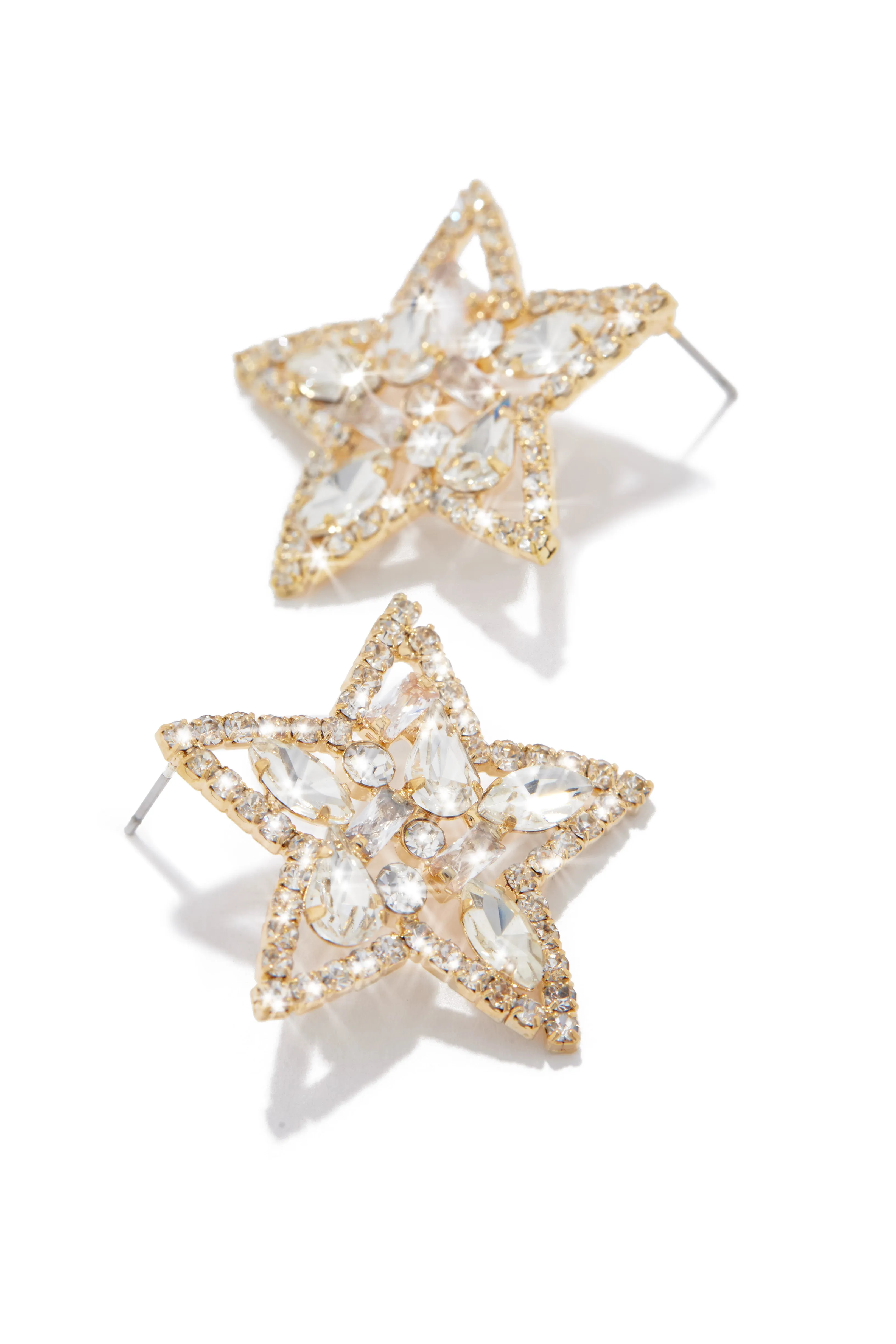 Rockstar Embellished Star Stud Earrings - Gold sold by Miss Lola