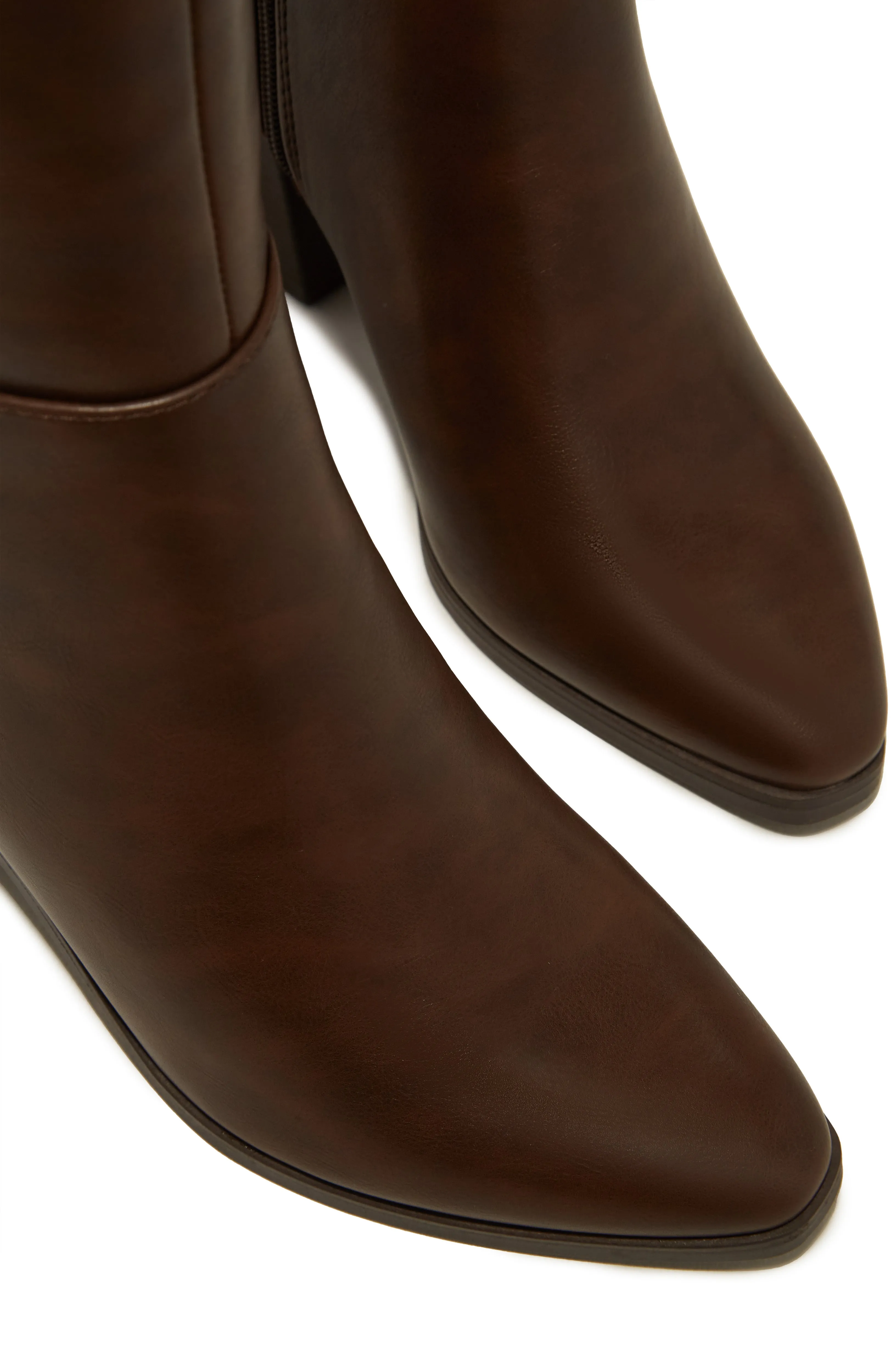 Draya Wide Fit Block Heel Boots - Brown sold by Miss Lola product image thumbnail 5