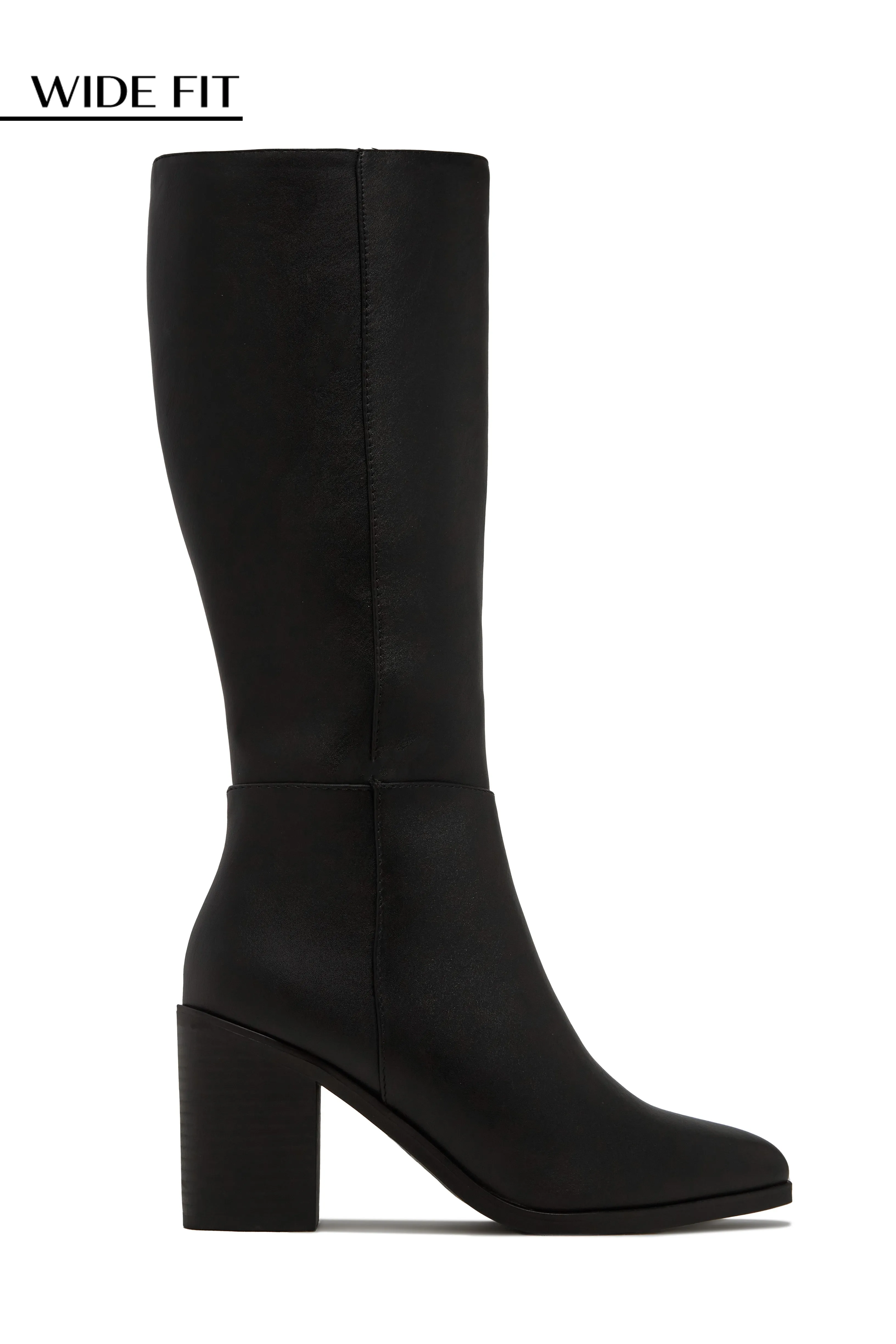 Draya Wide Fit Block Heel Boots - Black sold by Miss Lola product image thumbnail 4