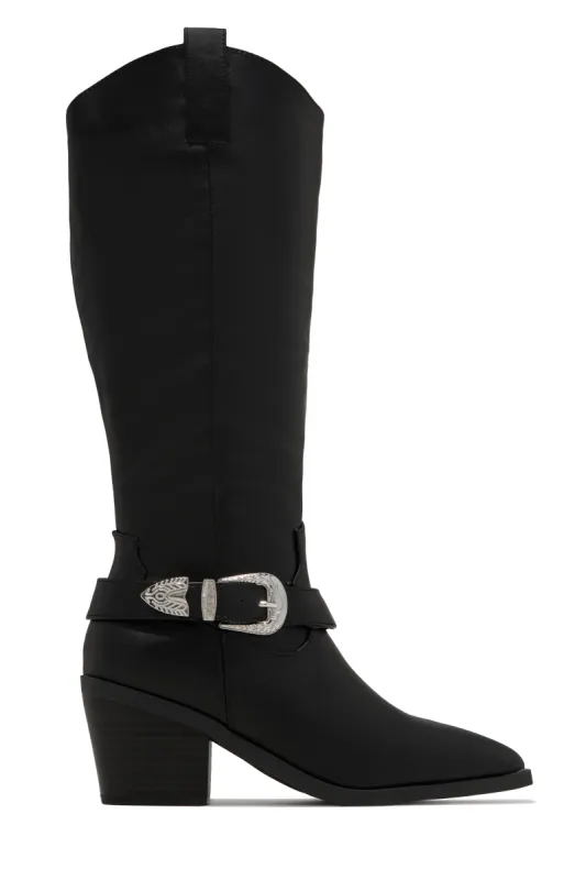 Zelia Western Cowgirl Boots - Black sold by Miss Lola