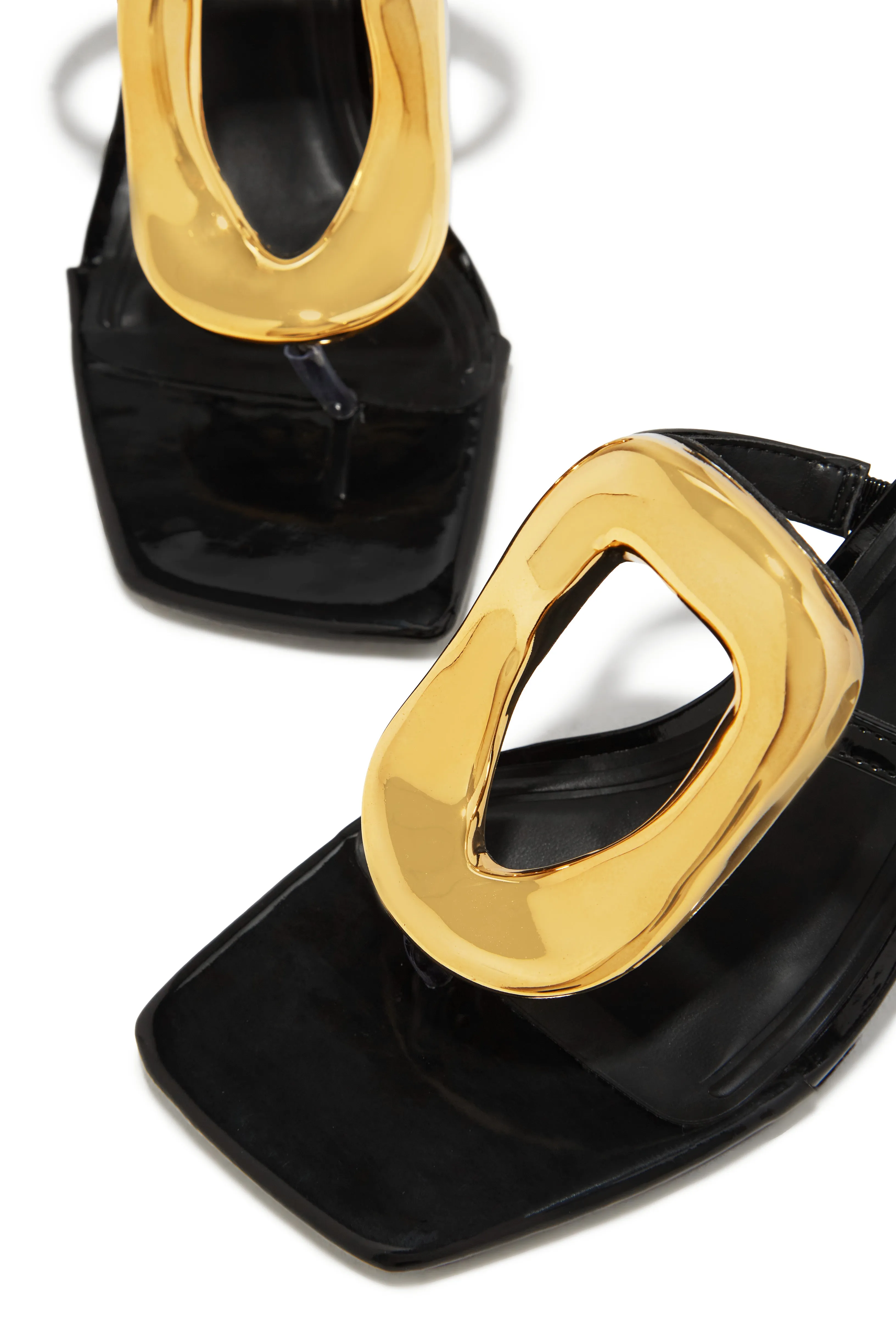 Aelin Thong Strap Mid Heel Mules - Black sold by Miss Lola product image thumbnail 3