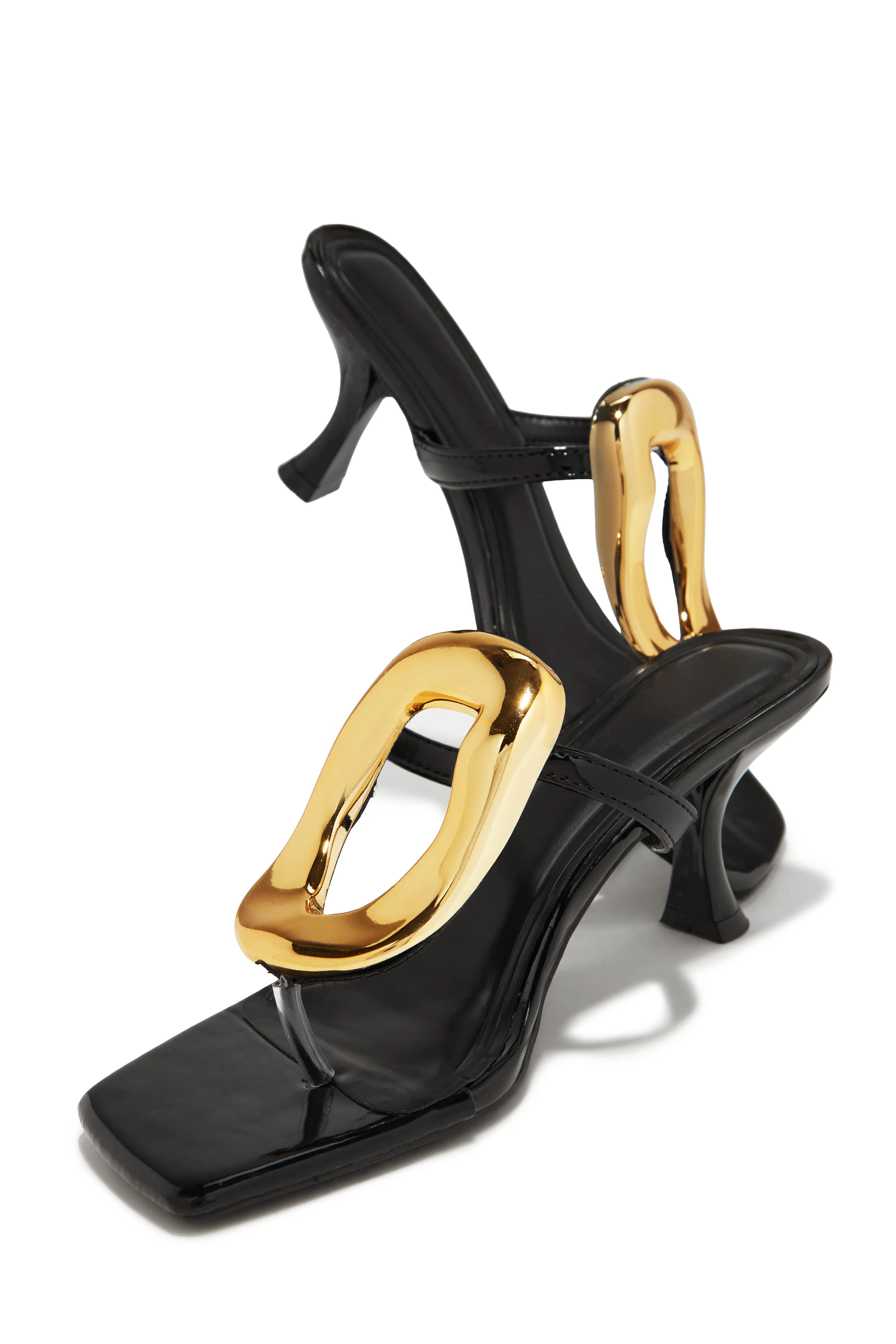 Aelin Thong Strap Mid Heel Mules - Black sold by Miss Lola