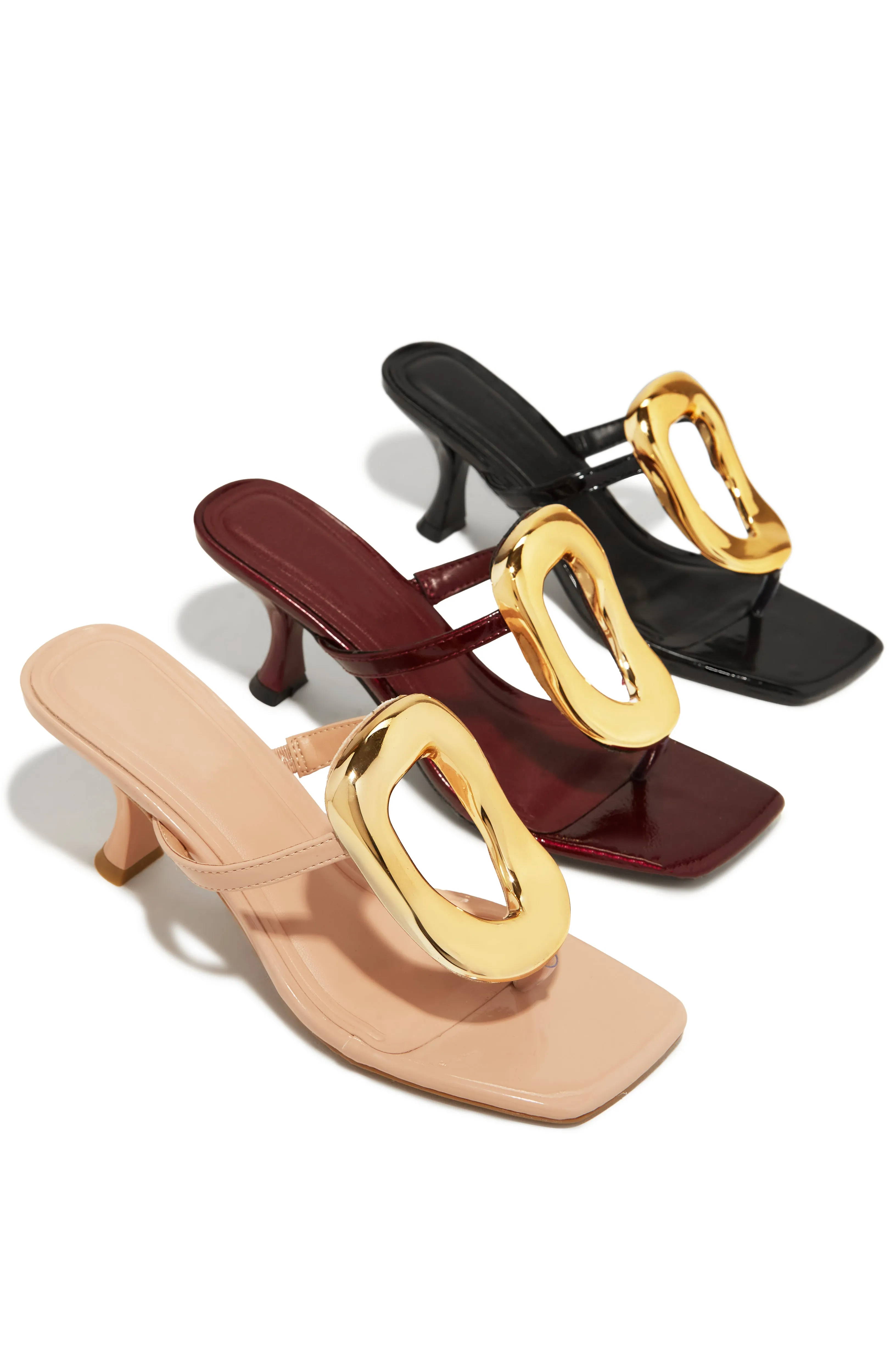 Aelin Thong Strap Mid Heel Mules - Black sold by Miss Lola product image thumbnail 2