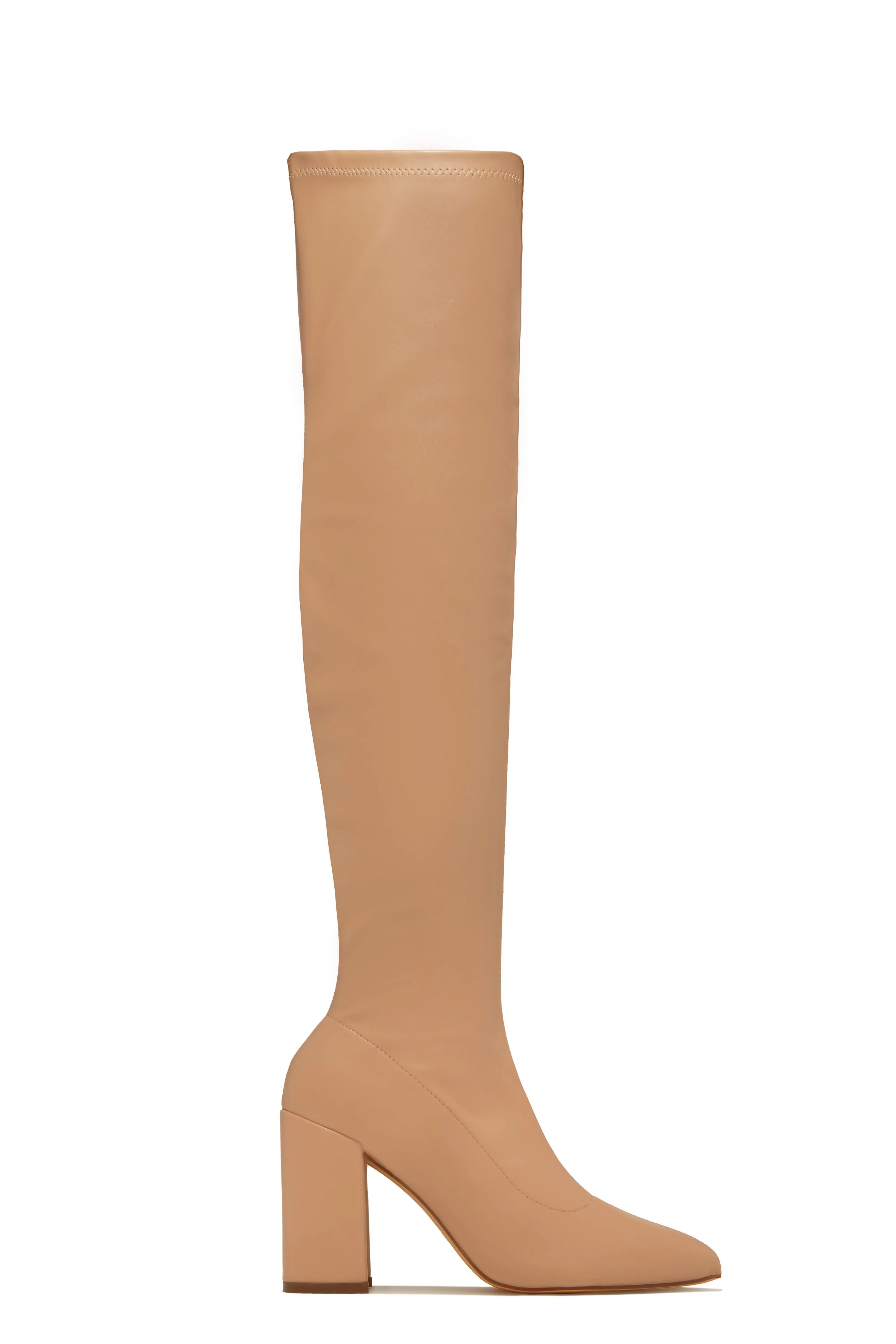 Make A Statement Block Heel Over The Knee Boots - Nude sold by Miss Lola product image thumbnail 2