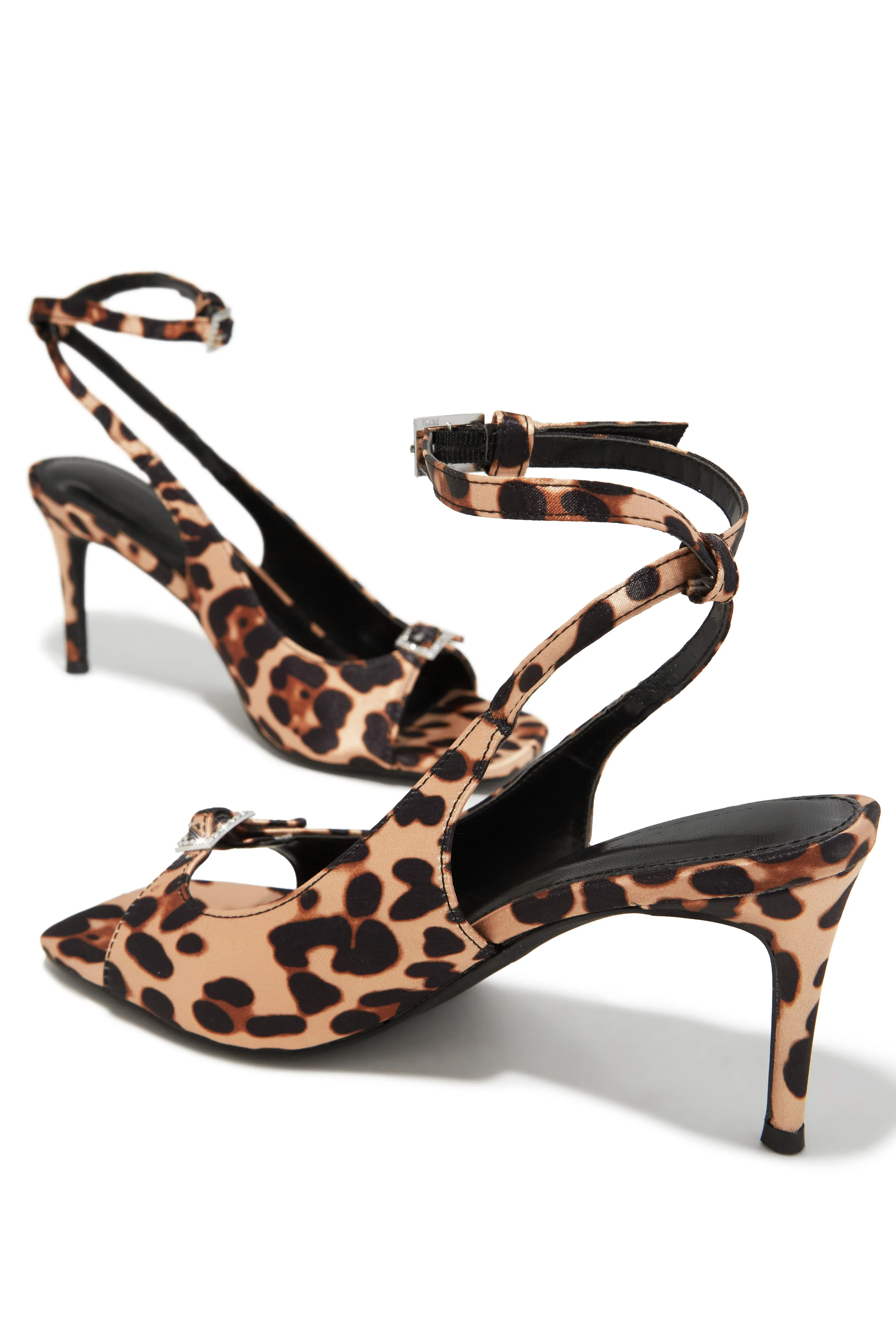 Evie Peep Toe Single Sole Heels - Leopard sold by Miss Lola product image thumbnail 3