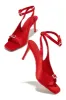 Evie Peep Toe Single Sole Heels - Red sold by Miss Lola