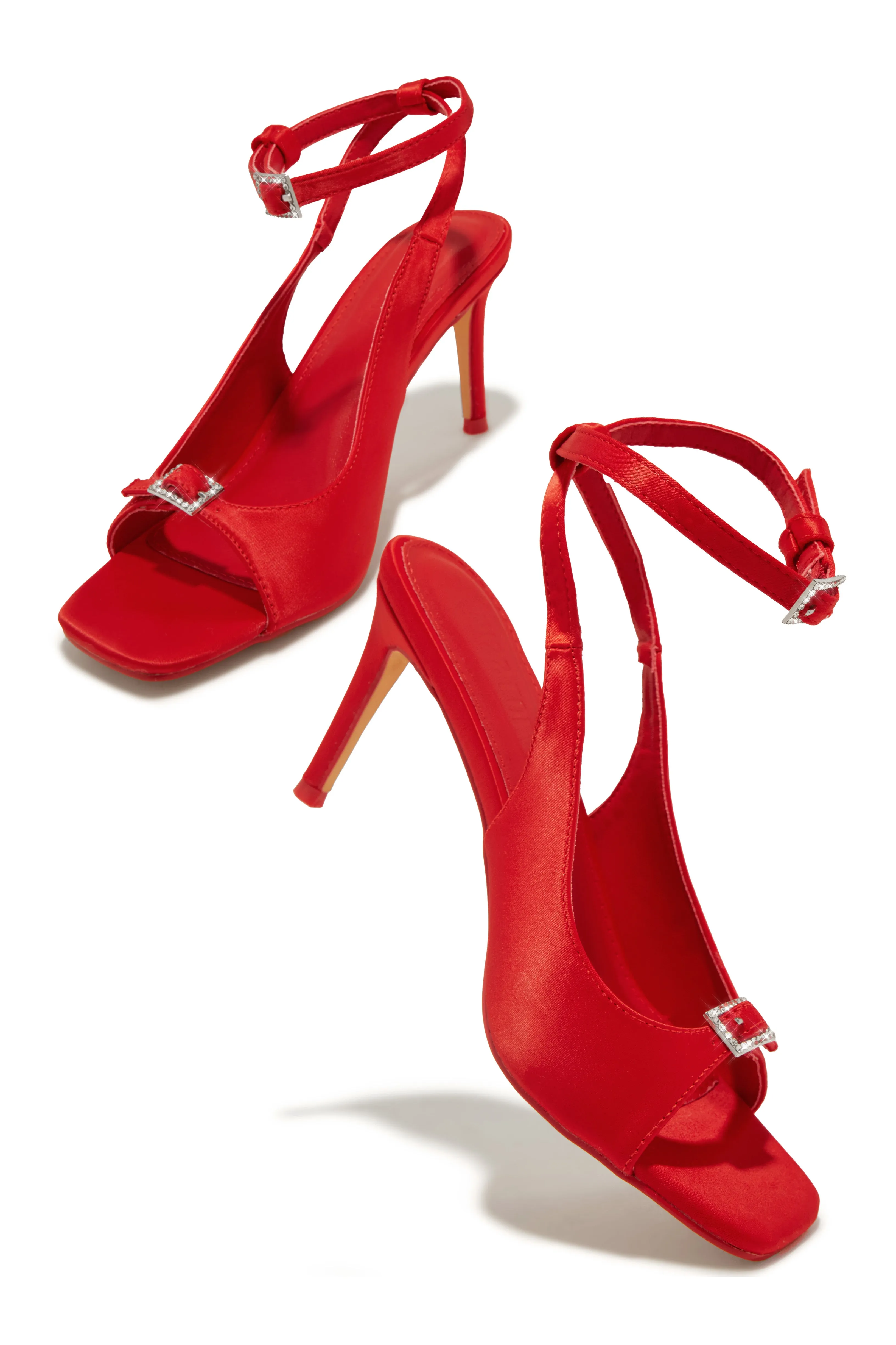 Evie Peep Toe Single Sole Heels - Red sold by Miss Lola product image thumbnail 2